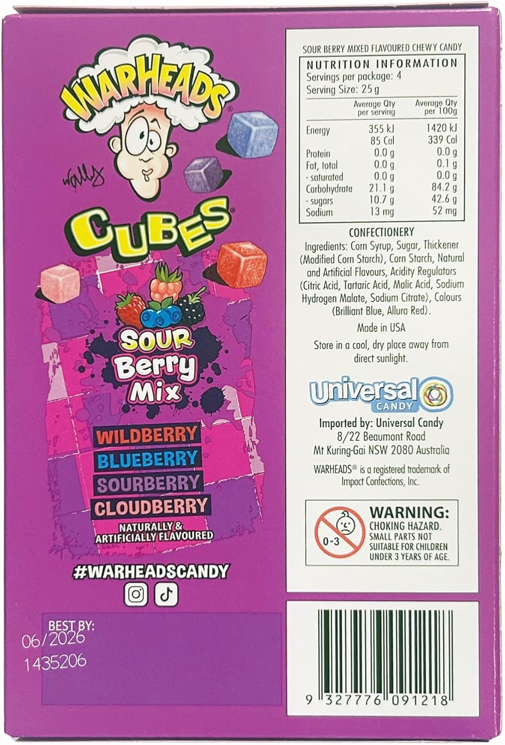 Warheads Sour Berry Cube Theatre Box 99G image number 2