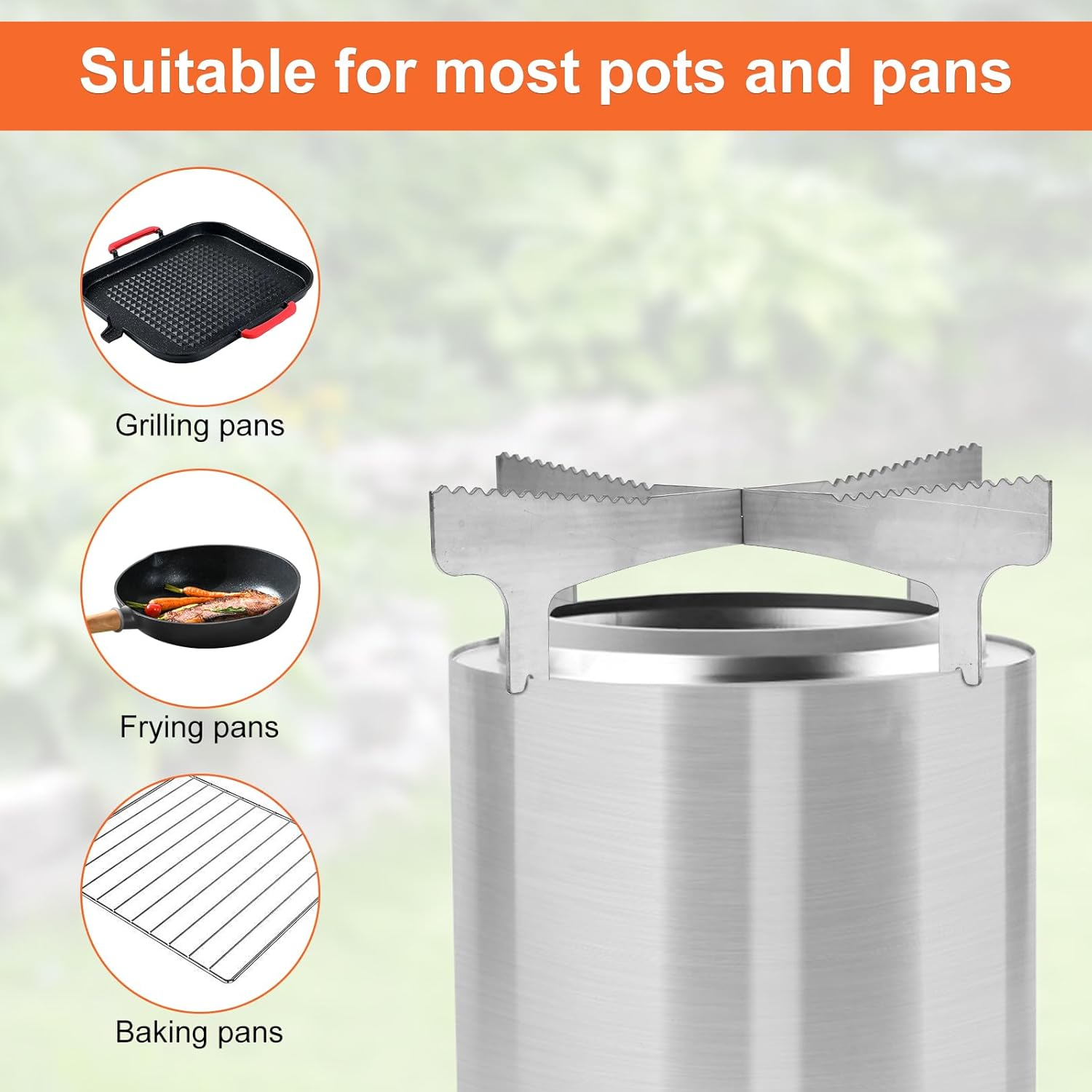 Fire Pit Cooktop Frame, Stainless Steel Firepit Frame Avoid Sliding Tabletop Fire Pit Stand Suitable for Most Pans and Plates Compatible with Solo Stove Mesa XL image number 3