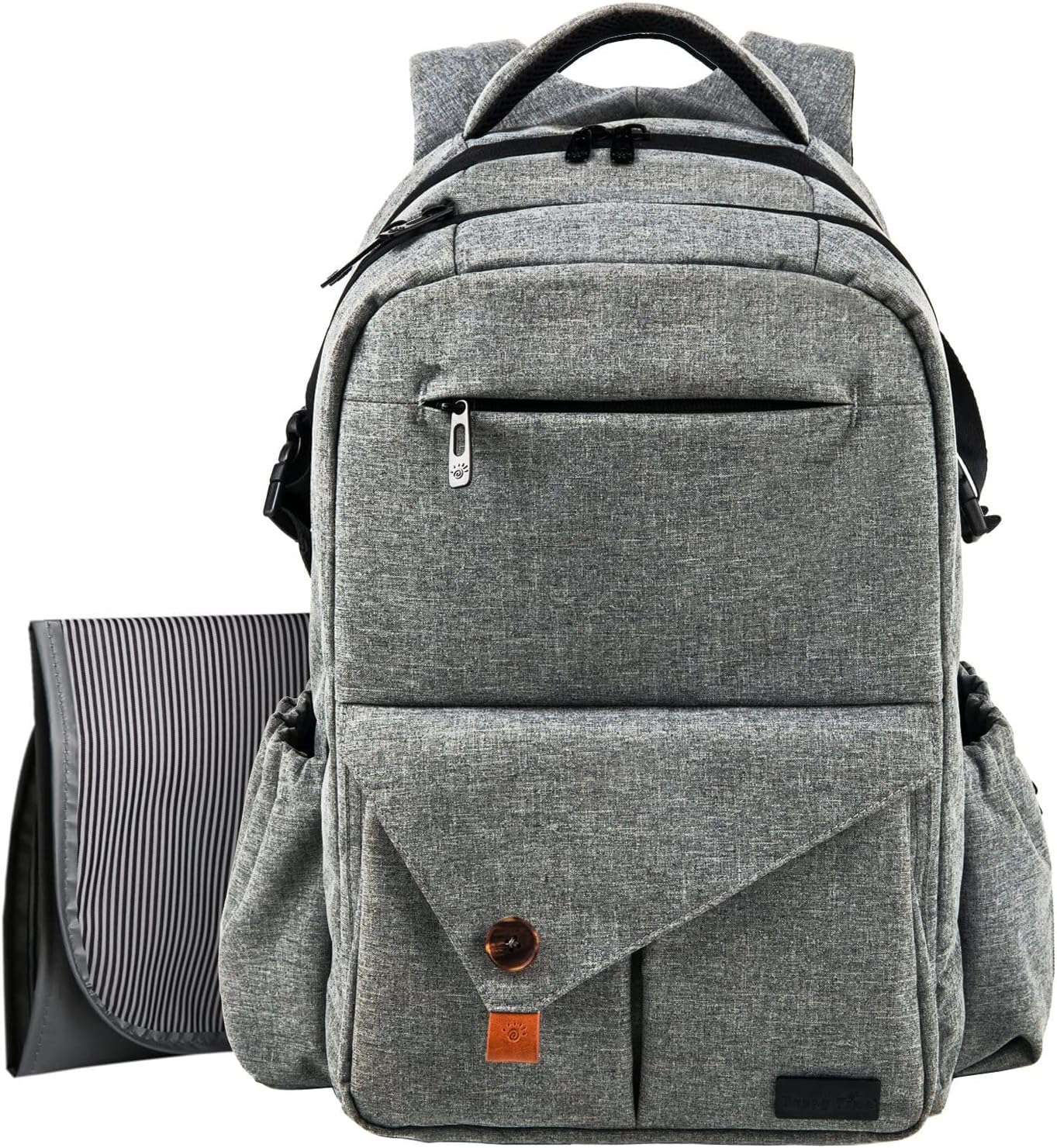 Haptim Multi-Function Large Baby Diaper Bag Backpack W/Stroller Straps-Insulated Bottle Pockets-Changing Pad,Stylish & Durable