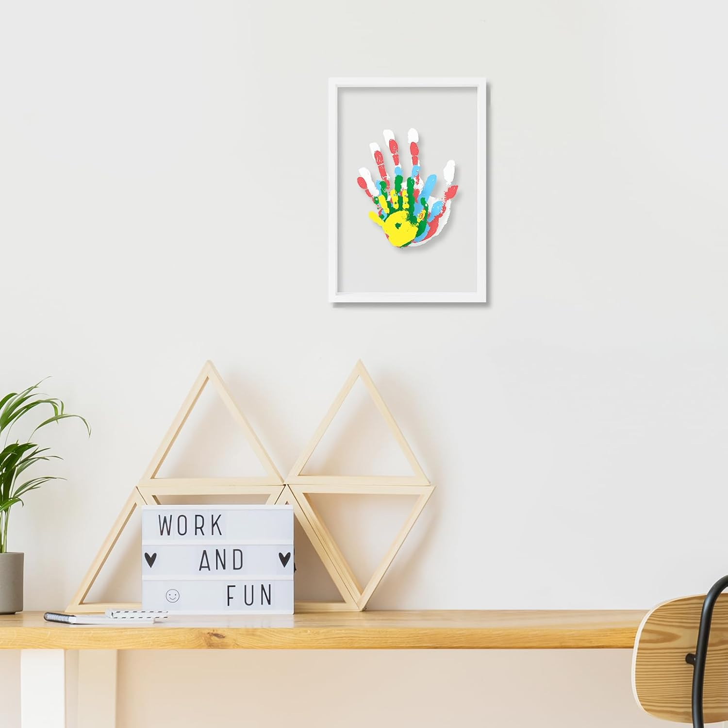 Clear Family Handprint Kit - Gifts for New Parents, Family Gifts - DIY Handmade Keepsake Wooden Frame - 5 Non -Toxic Paint Included - Transparent Sheets (White) image number 4