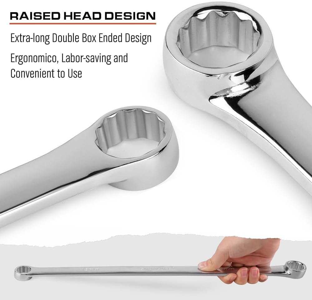 HORUSDY 8-Piece Extra Long Spanner Set, 8Mm-24Mm Aviation Spanners Double Box End, 5Mm Thick CR-V Steel with Storage Foam for Tool Drawers image number 1