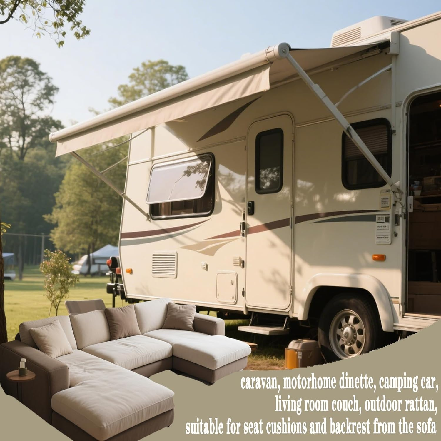 YMEOW Stretchy Caravan Cushion Covers, Washable Non-Slip RV Dinette Bench Covers with 2 Fastening Straps,Cover Protector for Camper Sofa Seats&Backrest (Dark Grey,3 Seater) image number 6