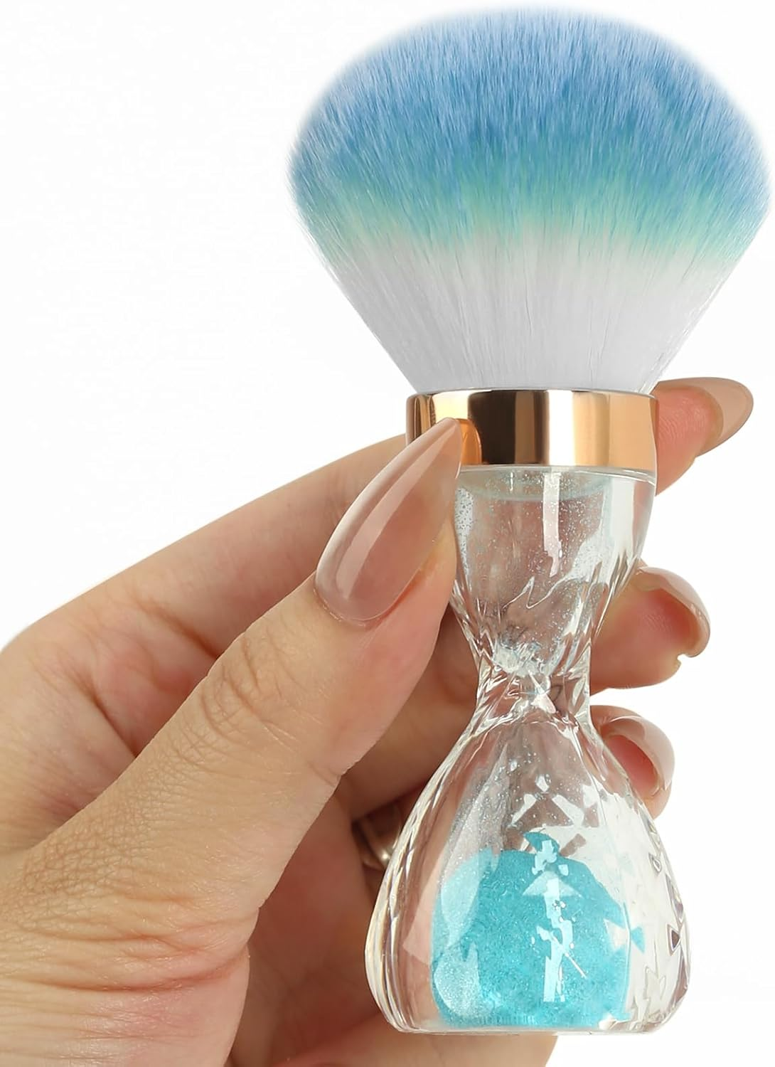 Ruetail Nail Dust Brush for Acrylic Nails,Soft Brush Nail Art Dust Powder Remover Brushes,Manicure Brush Clean up Tools for Home Use or Salon Nail Art Brush(Hourglass Pink)