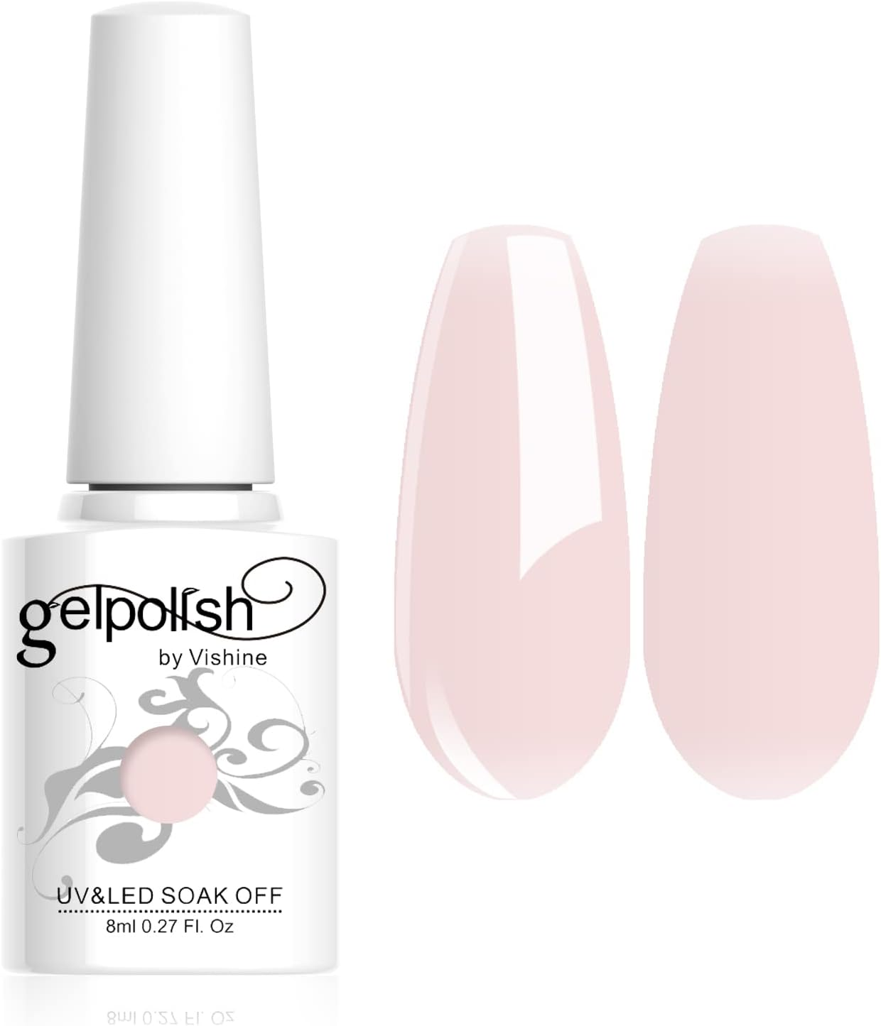 Vishine French Rose Gel Nail Polish - 16Ml Nude Pink Gel Polish Translucent Nail Soak off LED Nail Lamp Jelly Gel Polish Nail Art Gel 0.54Oz M086