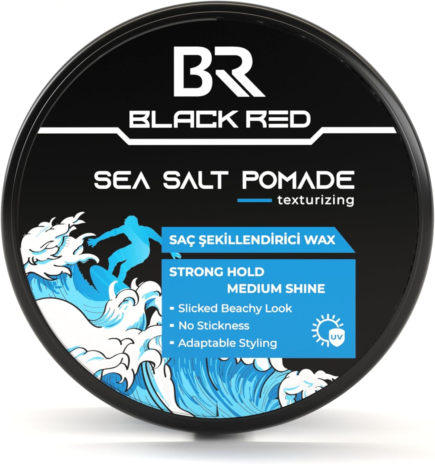 Black Red Sea Salt Pomade for Men, 120Ml. Healthy-Looking Sheen Finish. Men'S Hair Styling Wax with Natural Hold, Textured Look, Water-Based Formula - (Strong & Flexible Control)