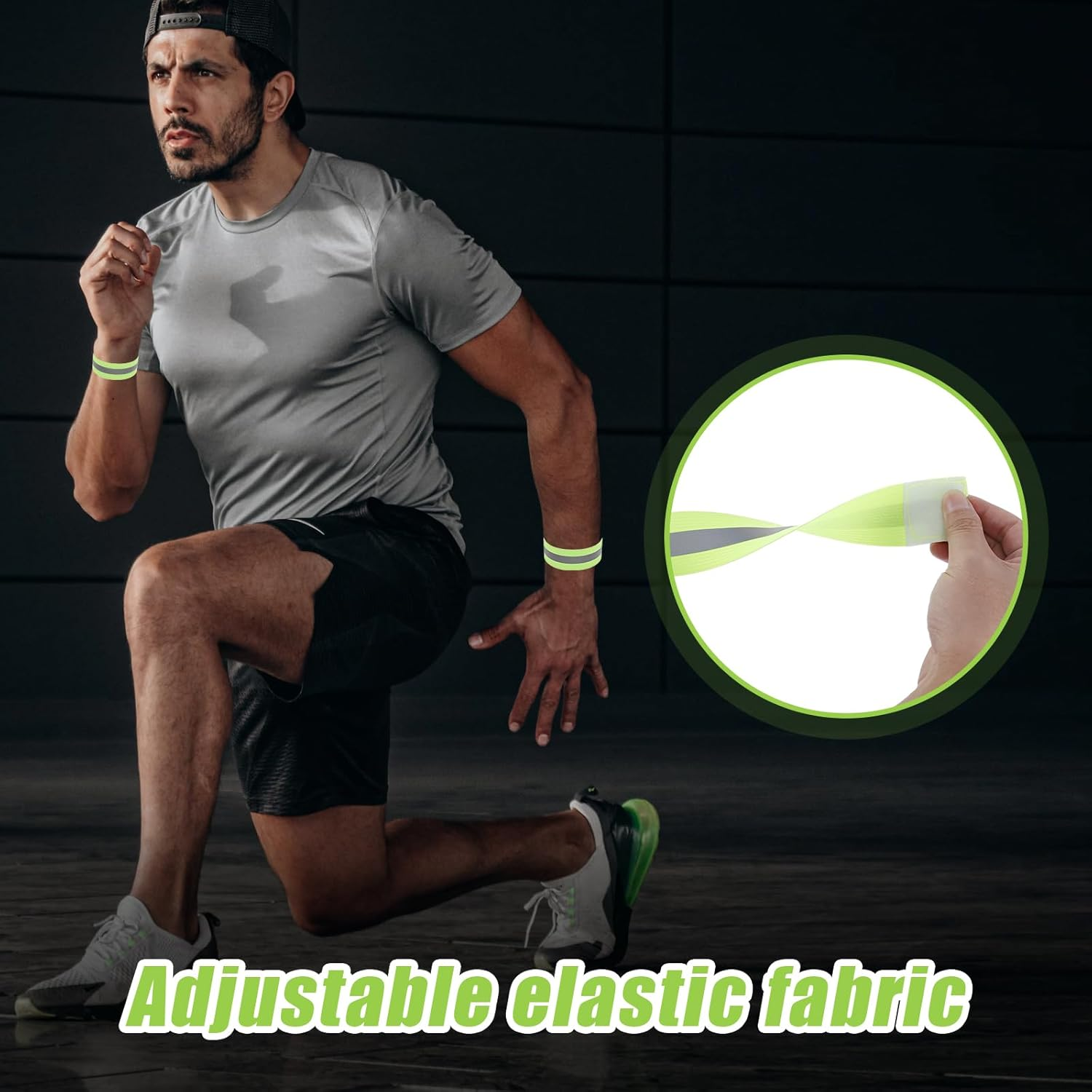 PEUTIER 12Pcs Reflective Bands, Elastic Reflective Bracelet Reflective Walking Gear Reflective Wristbands for Arm Ankle Wrist Leg Outdoor Enthusiasts Gift (Single Line Style) image number 1