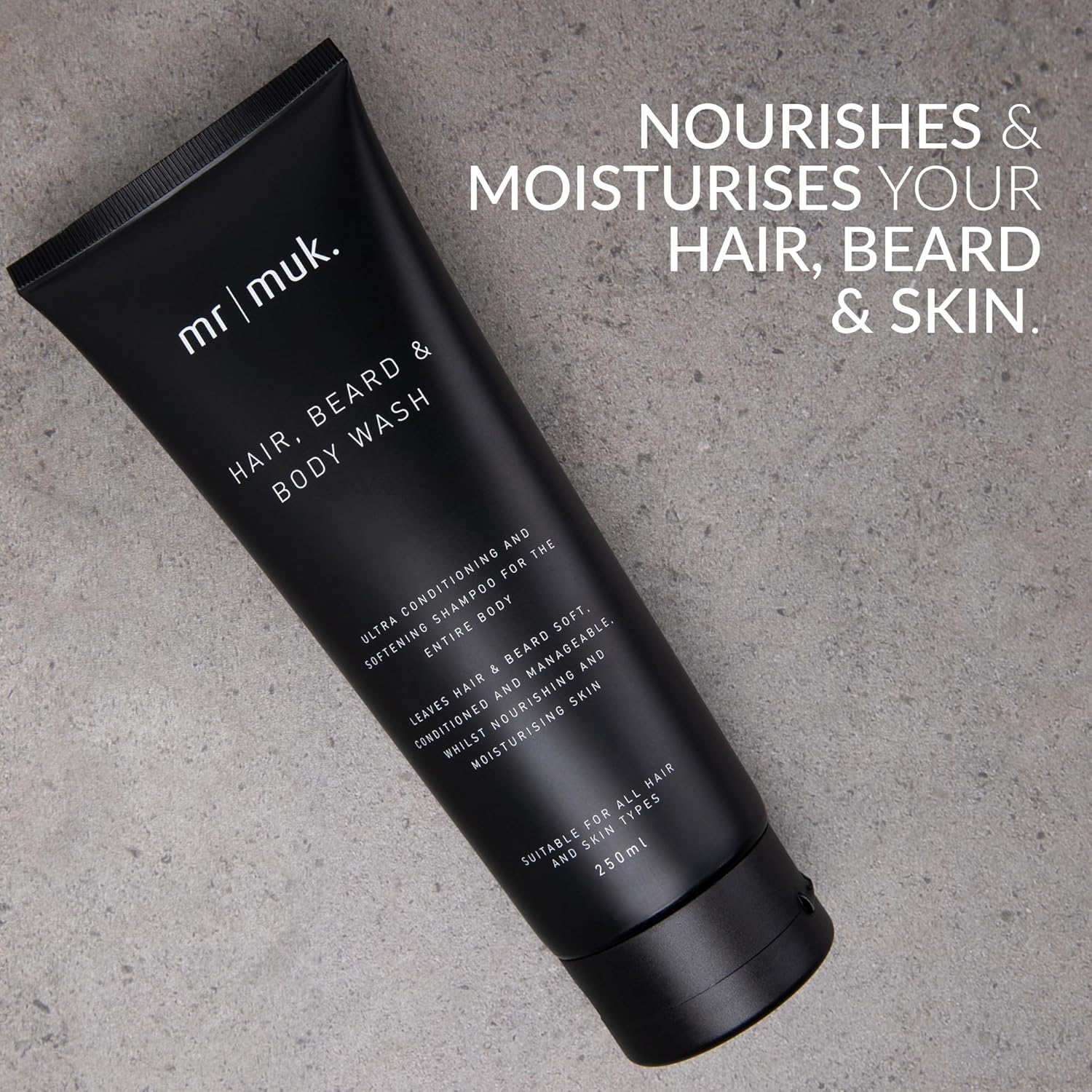 MR MUK. Mens Body Wash, Hair & Beard Wash - Multi Use Mens Face Wash, Hair & Skin Cleanser for Travel. Ultra Conditioning Formula for Soft, Touchable Hair & Nourished Skin, 250Ml image number 4