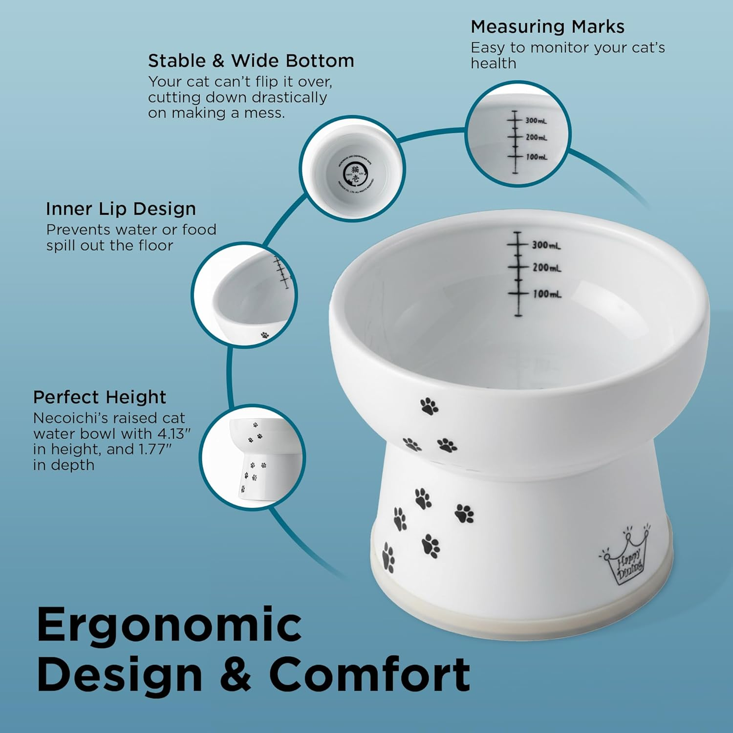 Necoichi Raised Stress Free Cat Water Bowl (Cat, Extra Tall) image number 4