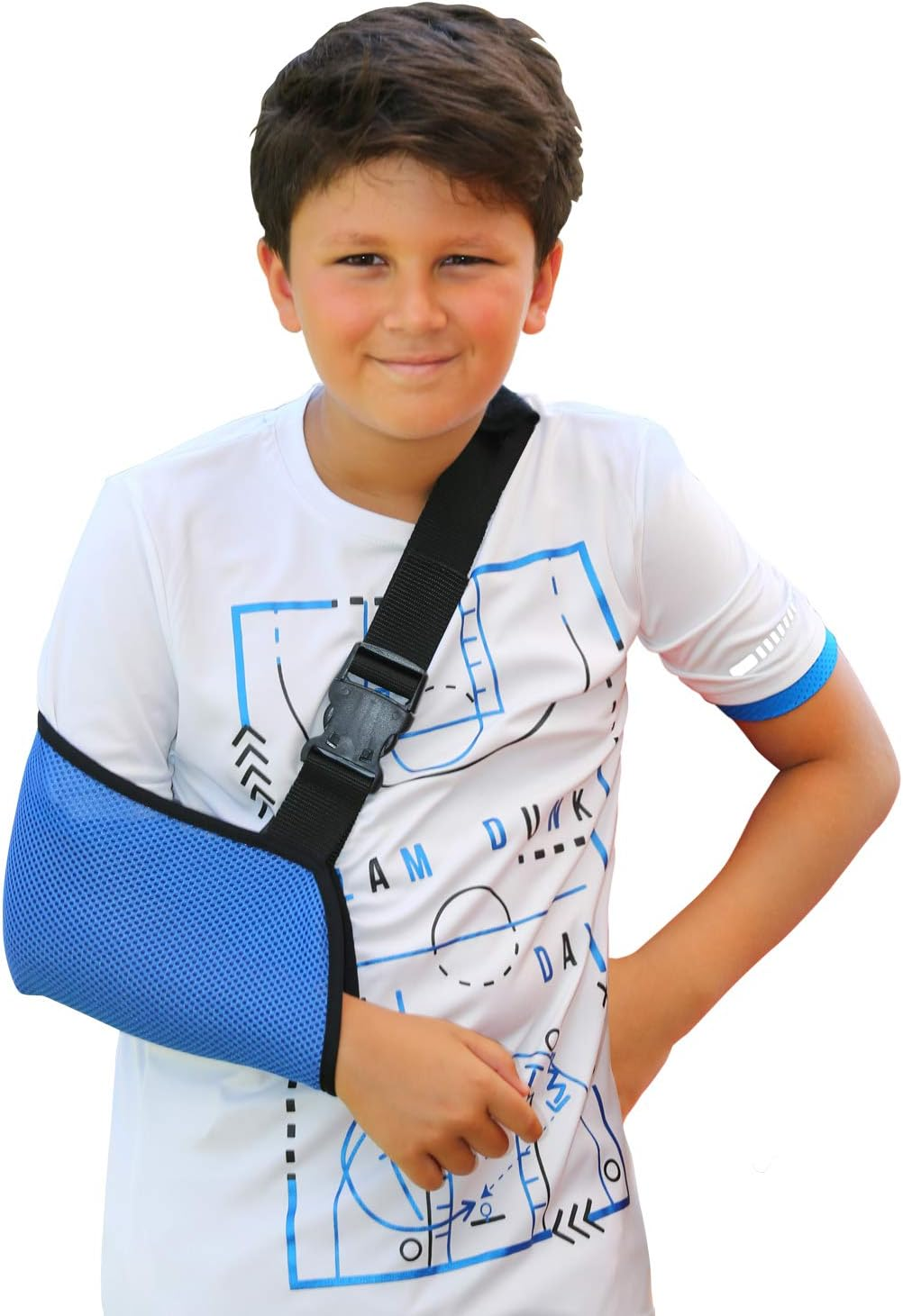 SOLES Paediatric Mesh Arm Sling with Padded Shoulder Strap, Blue & Black