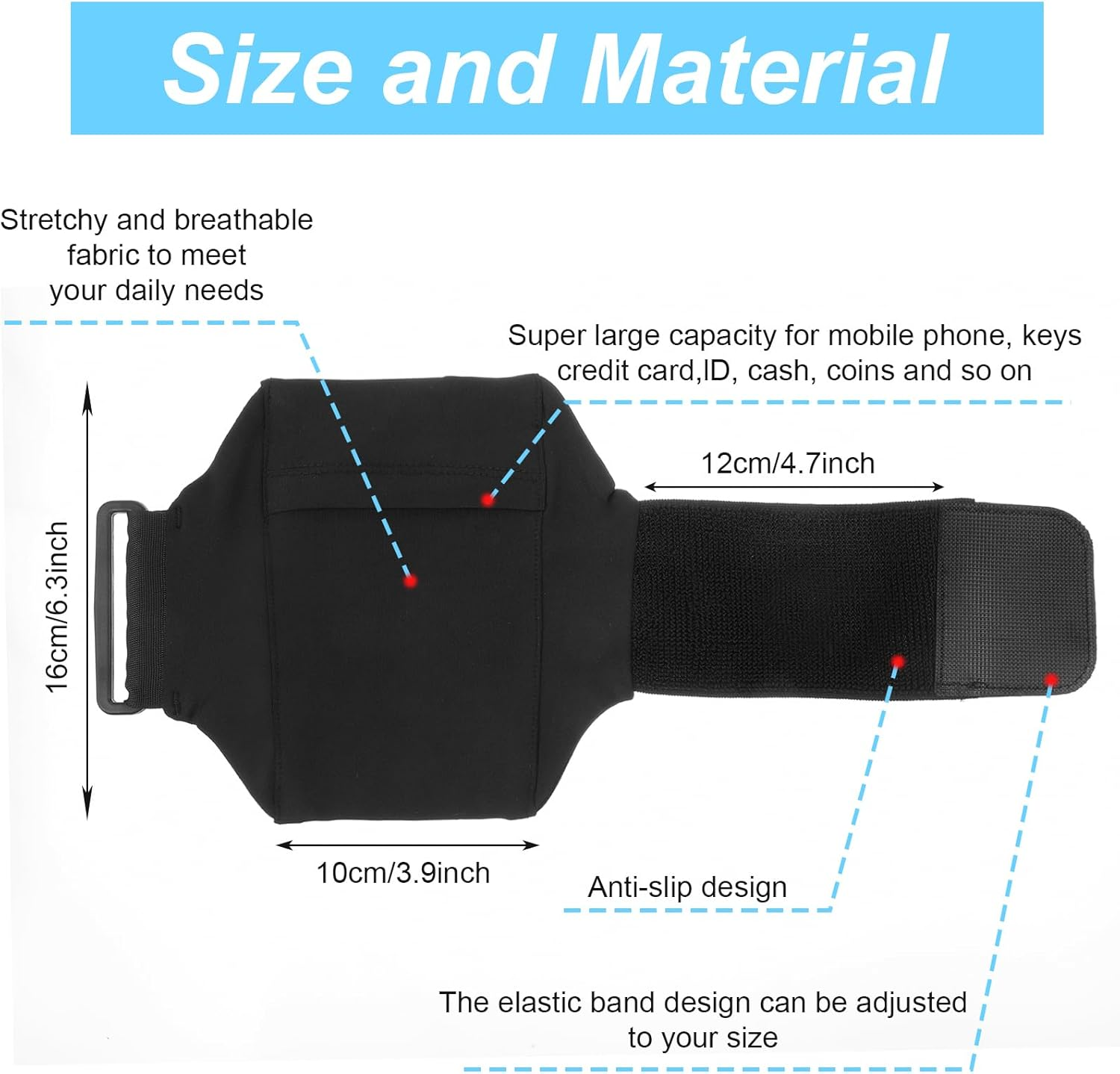 Cell Phone Leg Straps Ankle Wallet, Leg Band for Jogger Thigh Bag with Leg Strap, Non Slip Ankle Wallet Adjustable Arm Pouch for Men Women Running Workout(Black), Black image number 3