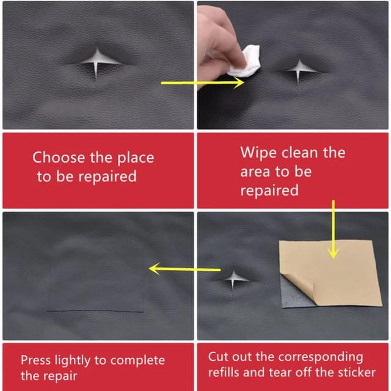 Self Adhesive Leather Repair Patch Couch Sofa Car Seat Chair Renovation Sticker (Black) image number 3