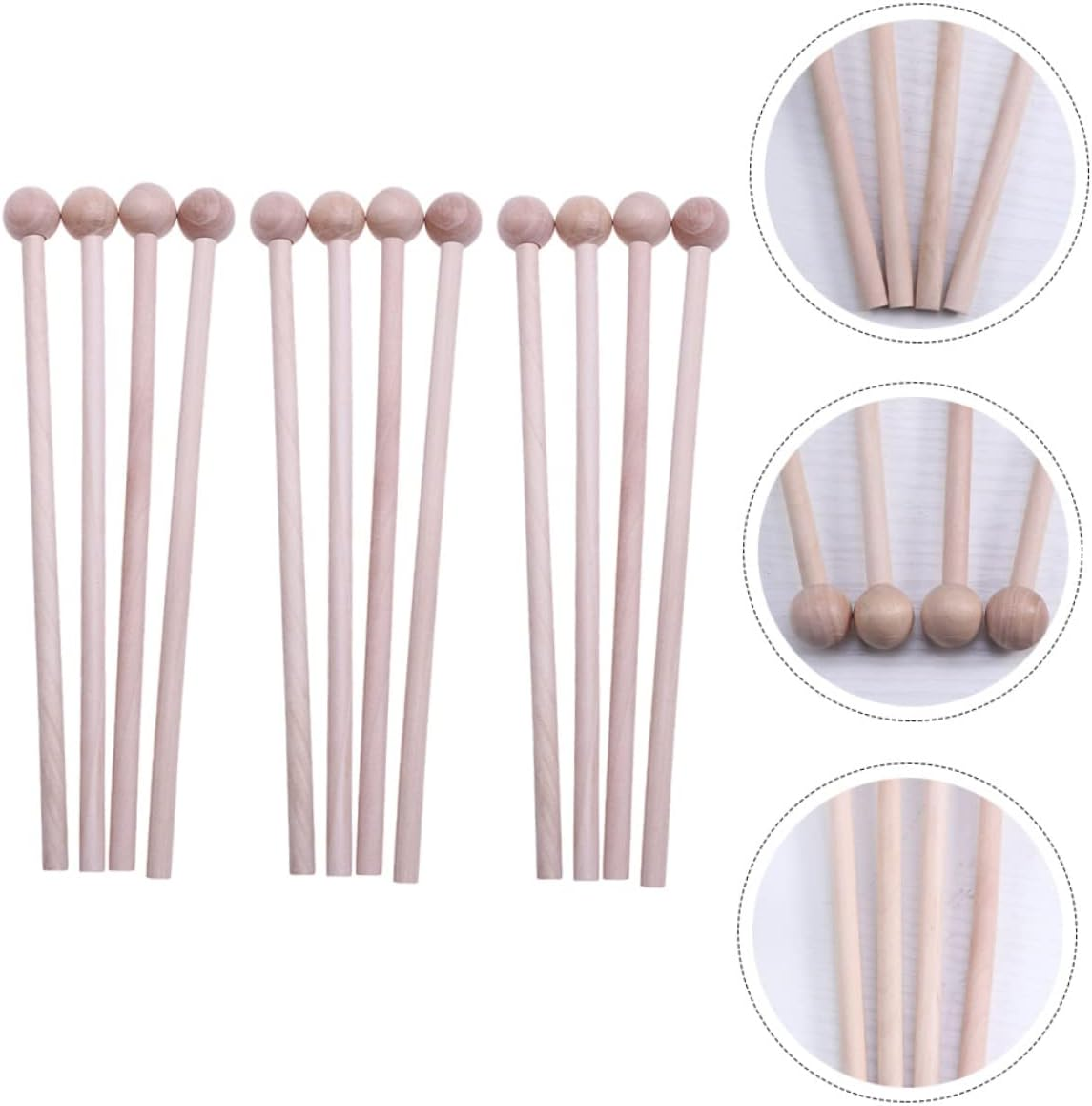 Totority 12Pcs Percussion Hammer Drum Stick Drum Sticks Kids Drum Stick round Head Hammer Wood Block Sticks Timpani Mallets Cymbal Mallets Mallets Child Xylophone Aldult image number 3