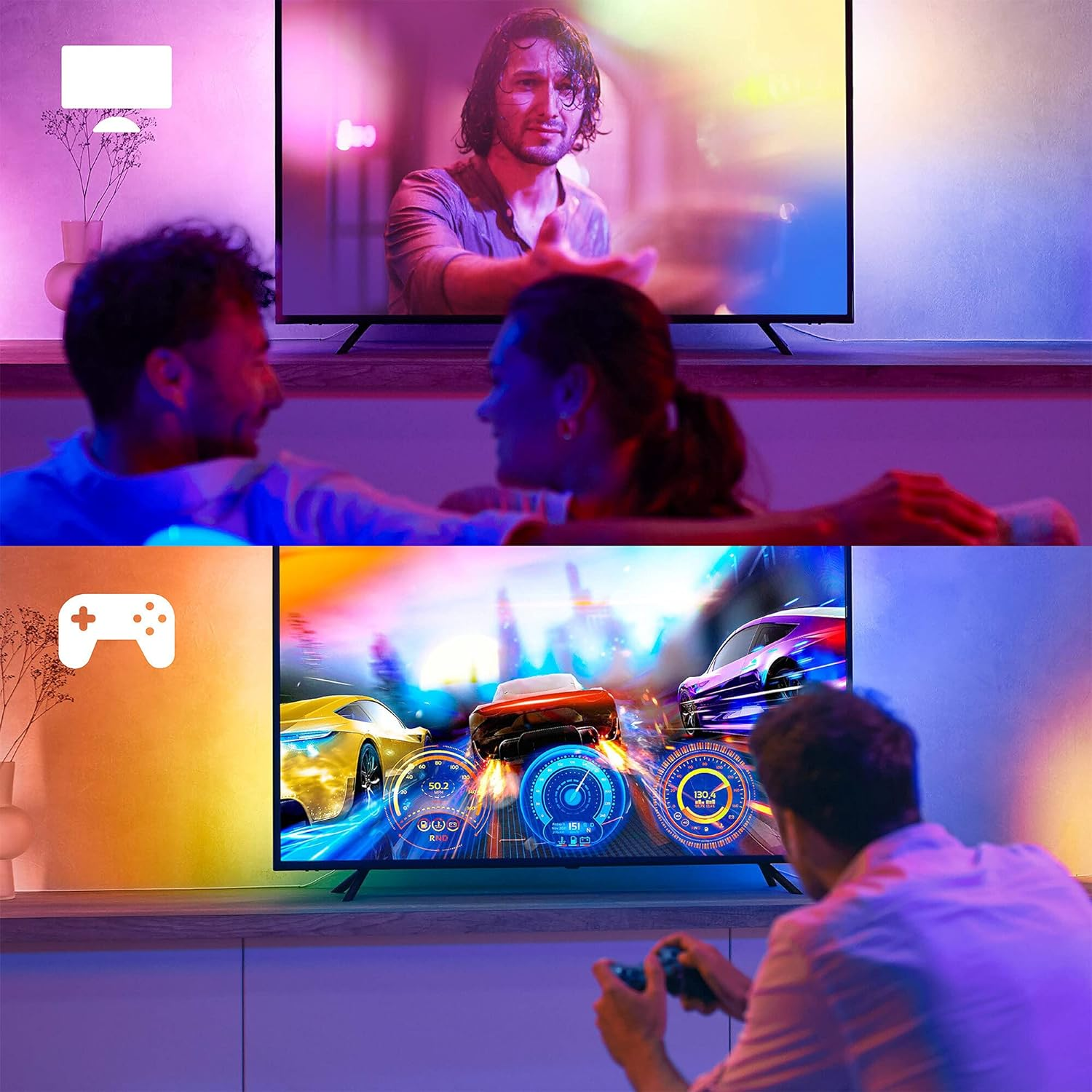 Philips Hue Gradient Lightstrip for 65 Inch TV, Sync with Media and Gaming, Smart Entertainment LED Lighting with Voice Control, Compatible with Alexa, Google Assistant and Apple Homekit image number 6