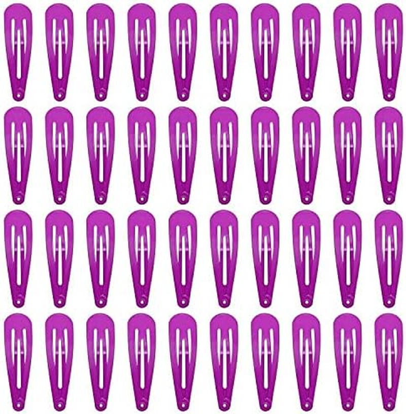 40 Counts Colorful Metal Snap Hair Clips 2 Inch Barrettes for Women Accessories (Brown) - Blue image number 2