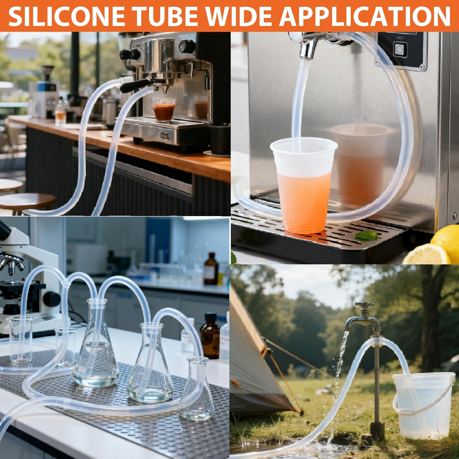 Auspirit Silicone Tubing Food Grade Silicone Tube Hose High Temp for Household Industry Home Brewing Winemaking (8Mmid*11Mmod, 2Meter) image number 1