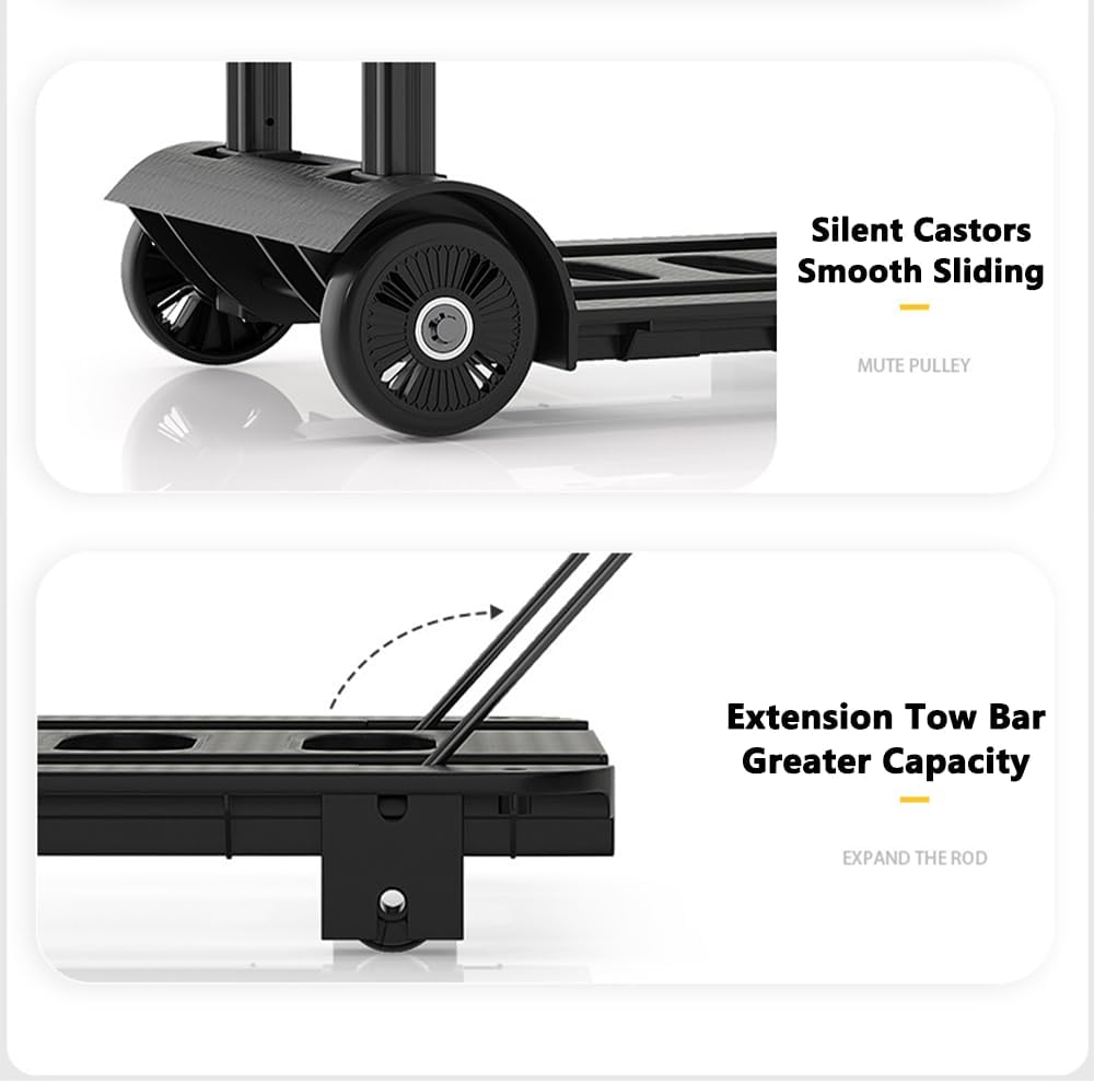Portable 2-Wheel Luggage Cart,Compact Foldable Hand Truck Dolly for Airport Travel Moving and Shopping image number 1