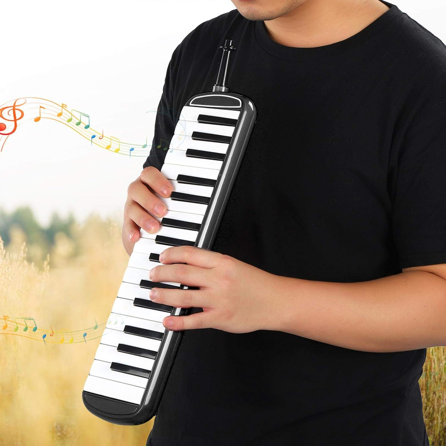 Music Educatio Musical Instrument Long Tubes Melodica Instrument, Melodica, for Adults Begginers Children Music Lovers(Black) image number 6