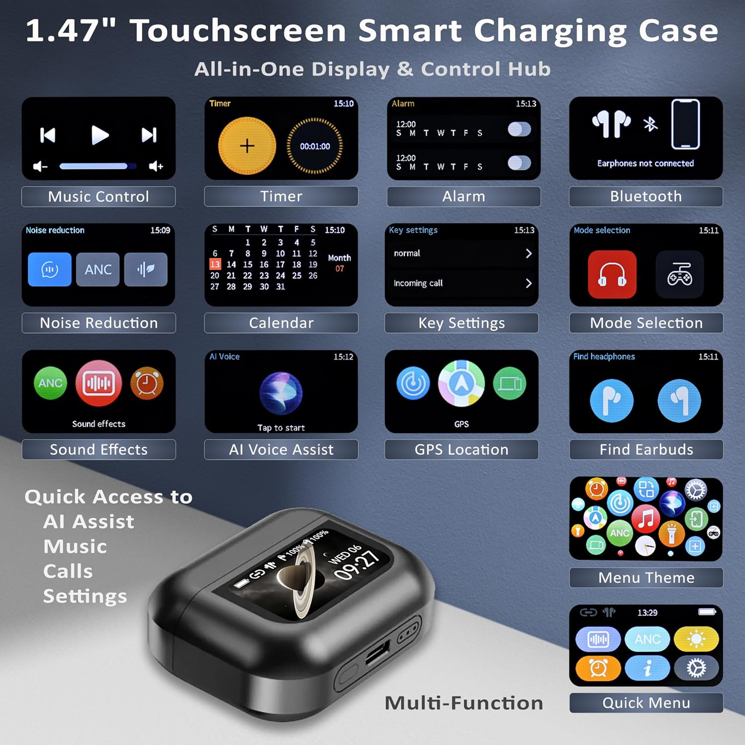 AI Earbuds with Openai&rsquo;S Chatgpt API, Real-Time 2-Way Translation in 144 Languages, Touch Display, ANC/ENC Noise Cancellation, Hi-Fi Drivers, Long Battery Life, No Subscription Needed, Ios/Android image number 2