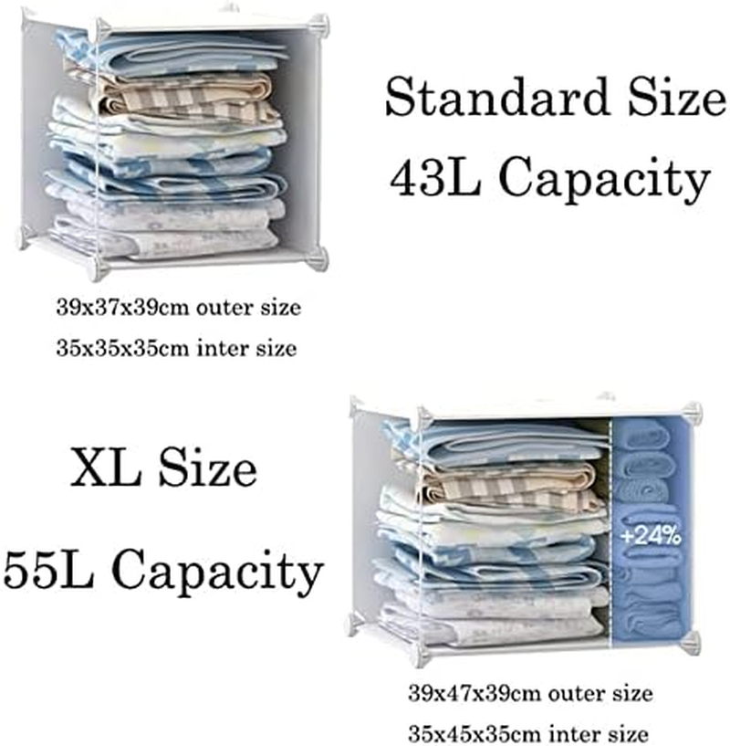 AUKO DIY XL 8 12 16 Cube Storage Cabinet Compartment Wardrobe Rack Shelf Portable Organizer Hallway Table Home Decor Bedroom Furniture (XL 12 Cube White) image number 3