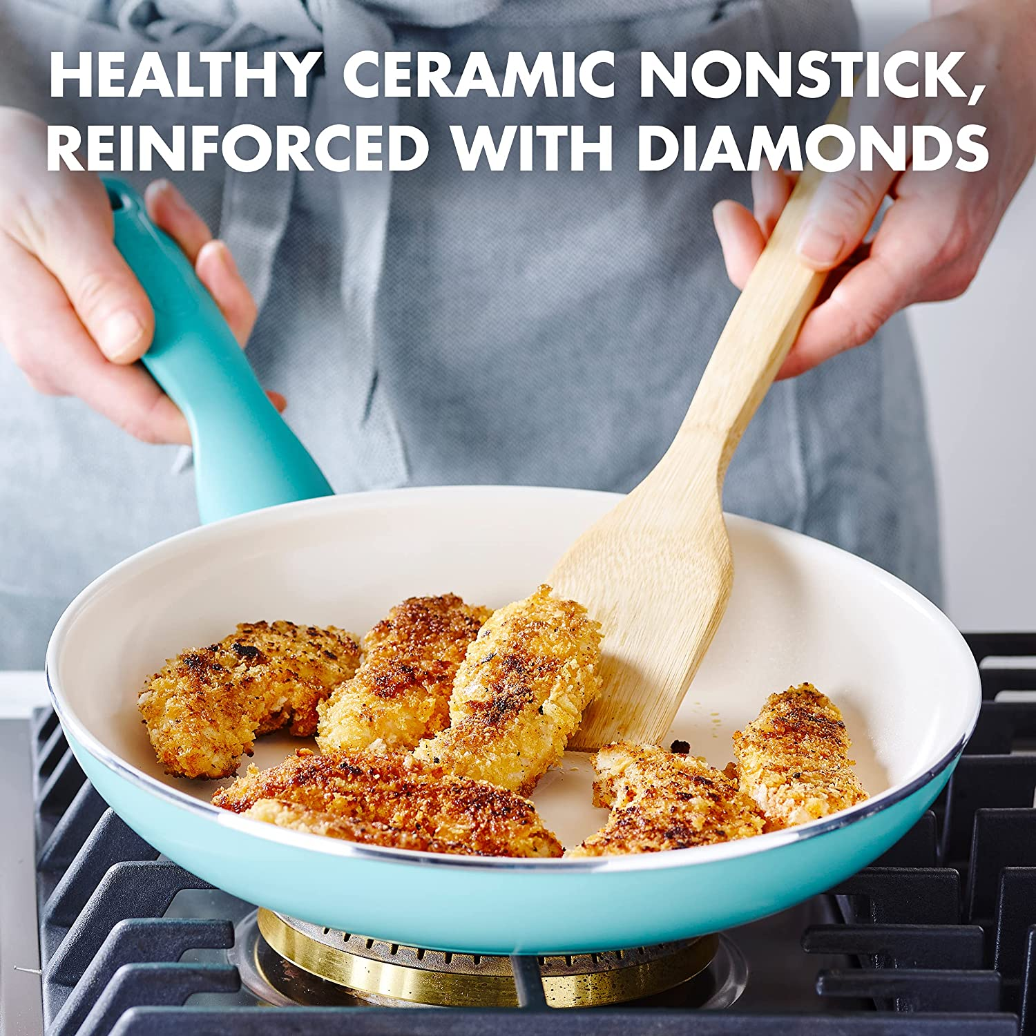 Greenpan Rio Healthy Ceramic Nonstick 10" Frying Pan Skillet, Pfas-Free, Dishwasher Safe, Turquoise image number 7