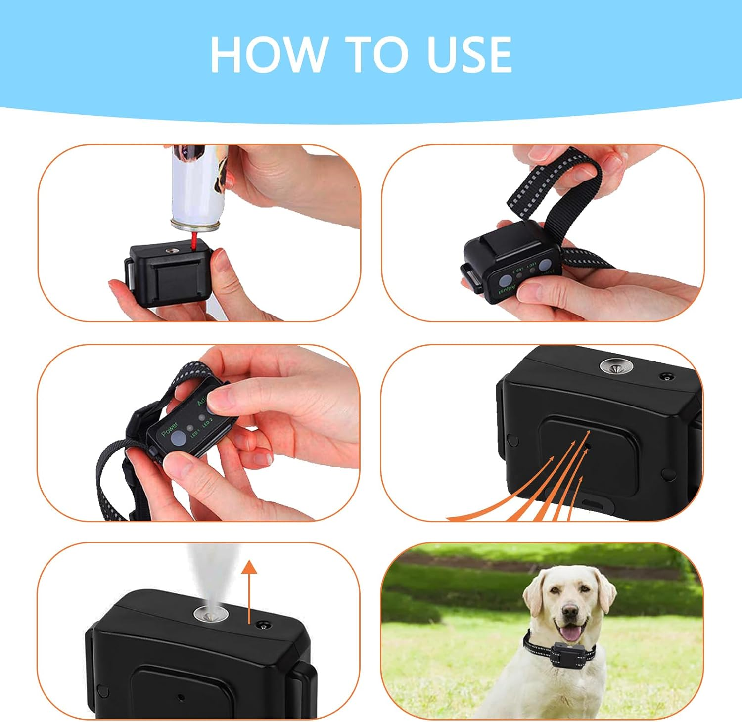 Anti Bark Collar,Citronella Dog Collar with 2 Straps,No Shock Humane Water Spray Dog Collar,Rechargeable Dog Training Collar with 2 Adjustable Spray & Sensitivity Level for Small Medium Large Dogs image number 2