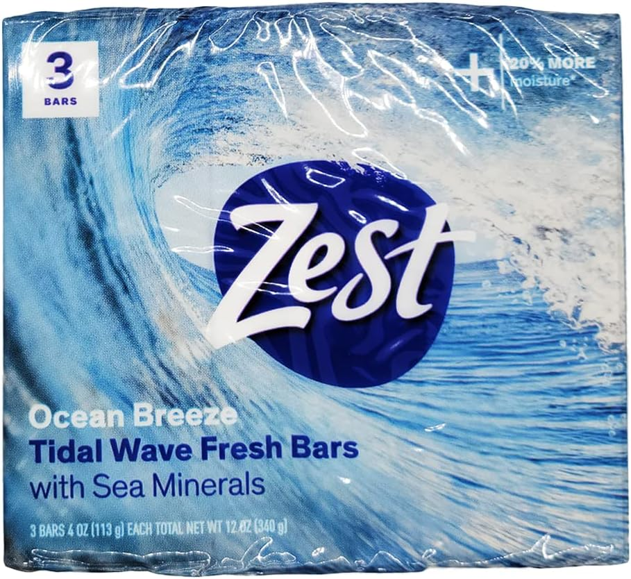 Zest Bar Soap 3 Ct, Ocean Breeze, 12 Ounce