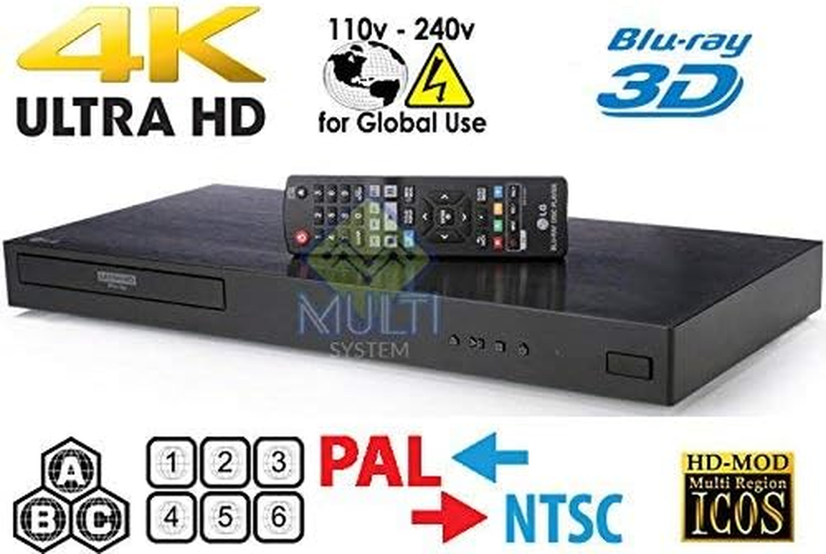 New LG UBK90 UHD Streaming - 4K - 2D/3D - Region Free Blu Ray Disc DVD Player - PAL/NTSC - USB - 100-240V 50/60Hz for World-Wide Use & 6 Feet Multi System 4K HDMI Cable image number 1
