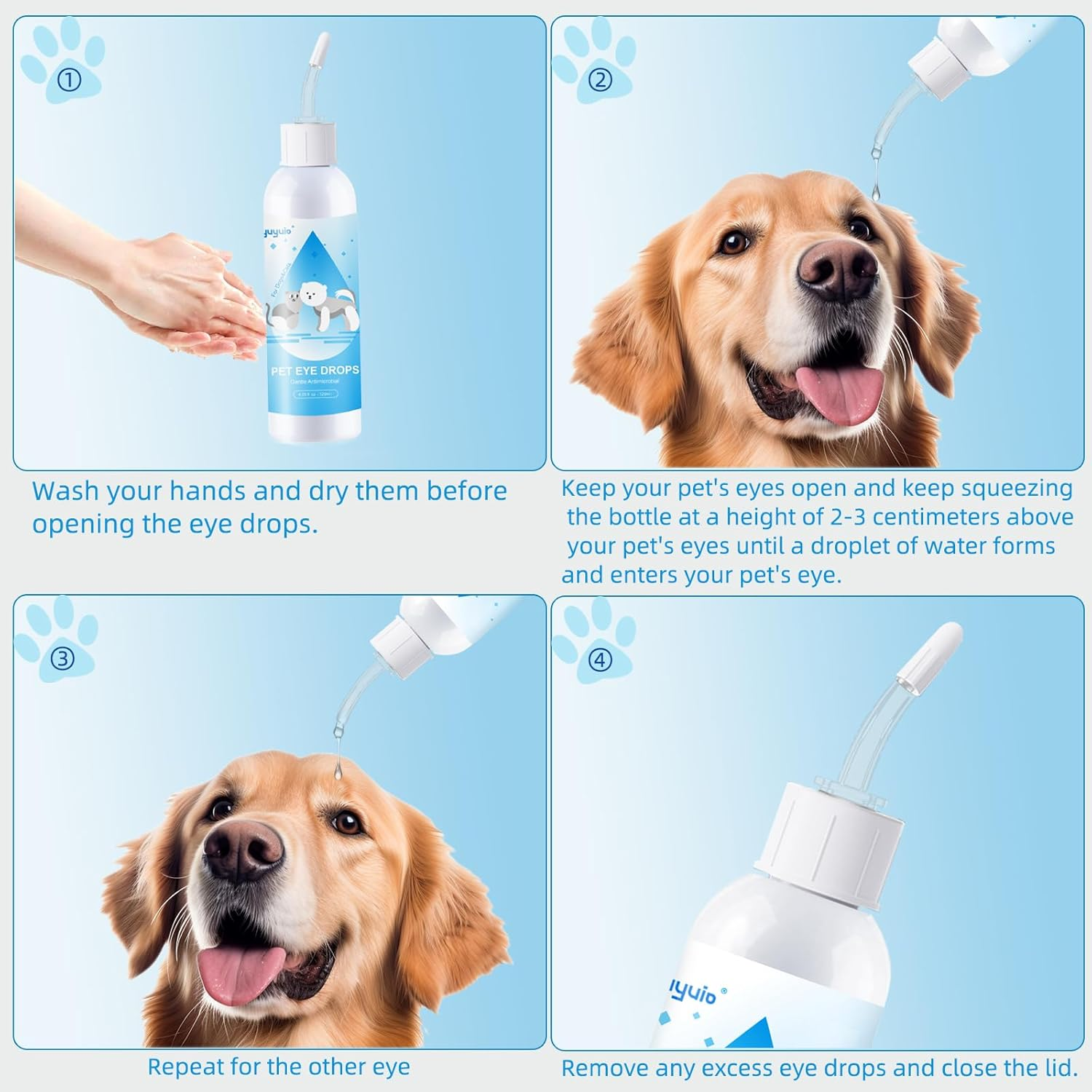 Pet Eye Drops for Dogs and Cats to Soothe Eyes Irritation & Infection Allergy,Relieve Dogs Cats Dry Eyes Pink Eyes,Pet Tear Stain Cleaner,Safe & Gentle Formula for All Animals image number 5