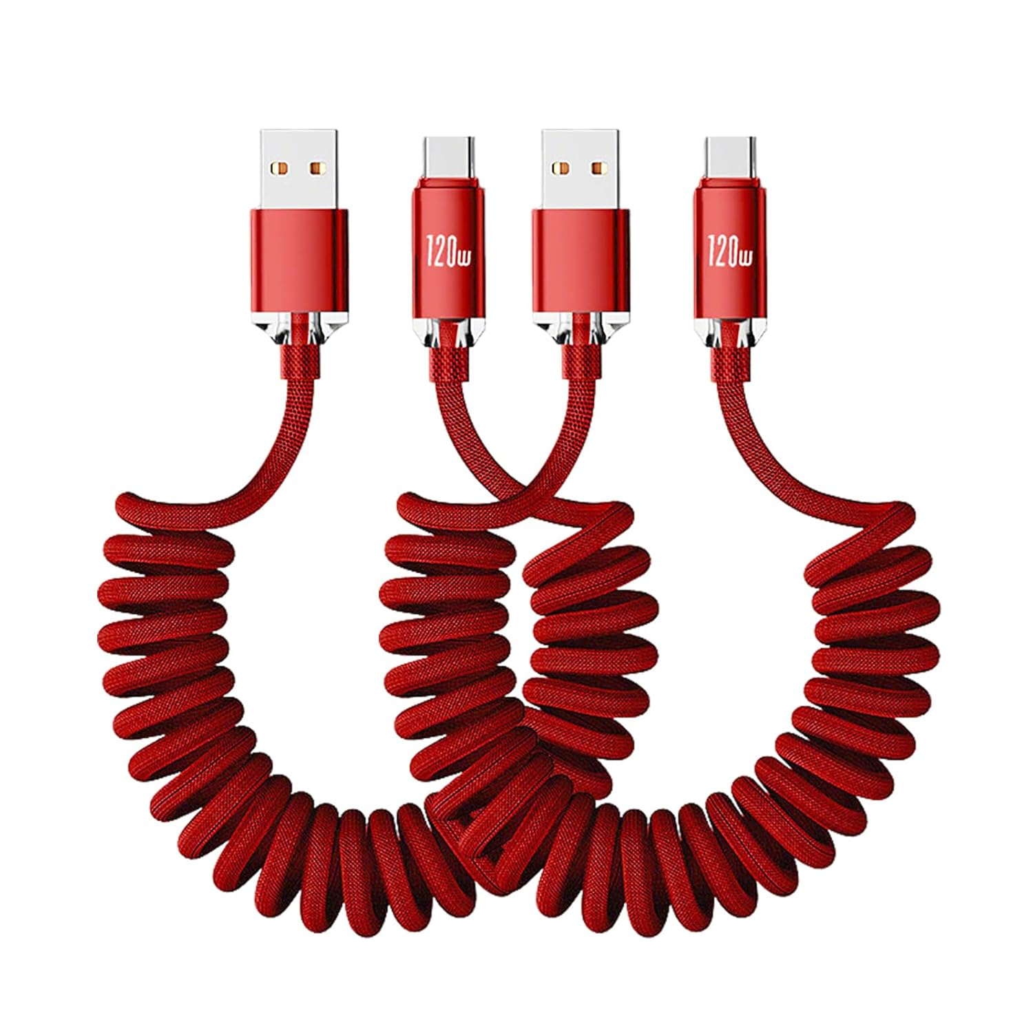 AMITOME 120W Coiled USB a to USB C Carplay Cable,2M Braided Mfi Certified Fast Charging Retractable Cord Compatible with Iphone 17 16 15 Pro/Max/Plus,Ipad,Macbook,Samsung,Google,Switch-Black