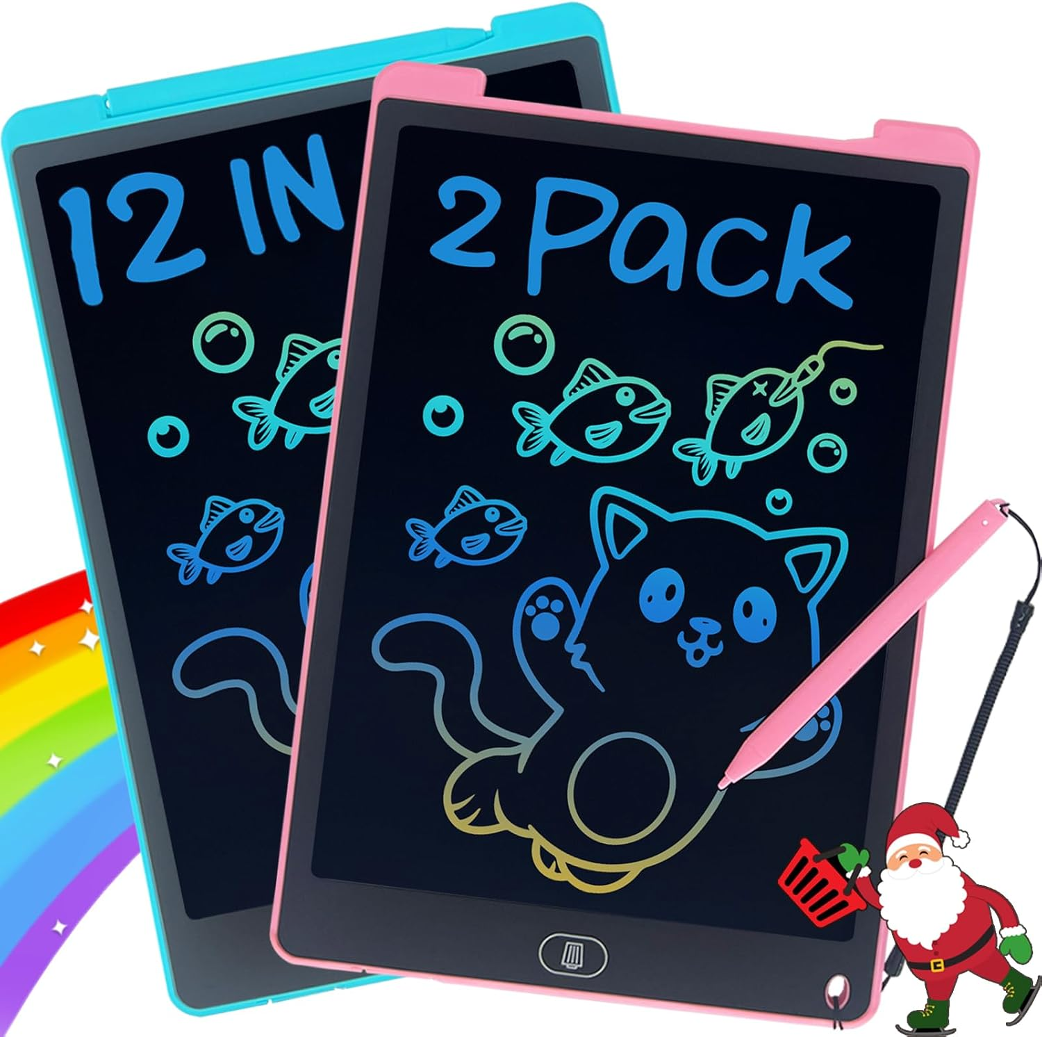 Toys for Boys Girls, LCD Writing Tablet 2 Pack, 12Inch Colorful Doodle Board Electronic Drawing Tablet for Kids Age 3-8 Years Christmas Birthday Gifts, Toddles Learning Toys Travel Essentials image number 4