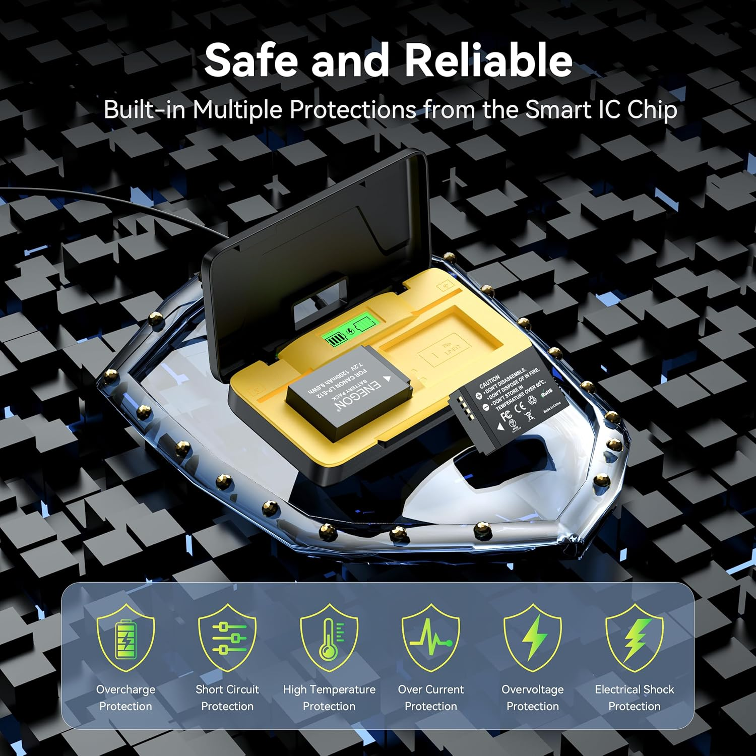 ENEGON LP-E12 Battery 20 W Dual Storage Fast Charger Set (2 X 1200 Mah) for Canon EOS M50 Mark II, M50, EOS M, M2, M10, M100, M200, Rebel SL1, 100D, Kiss X7, Powershot SX70 HS image number 3