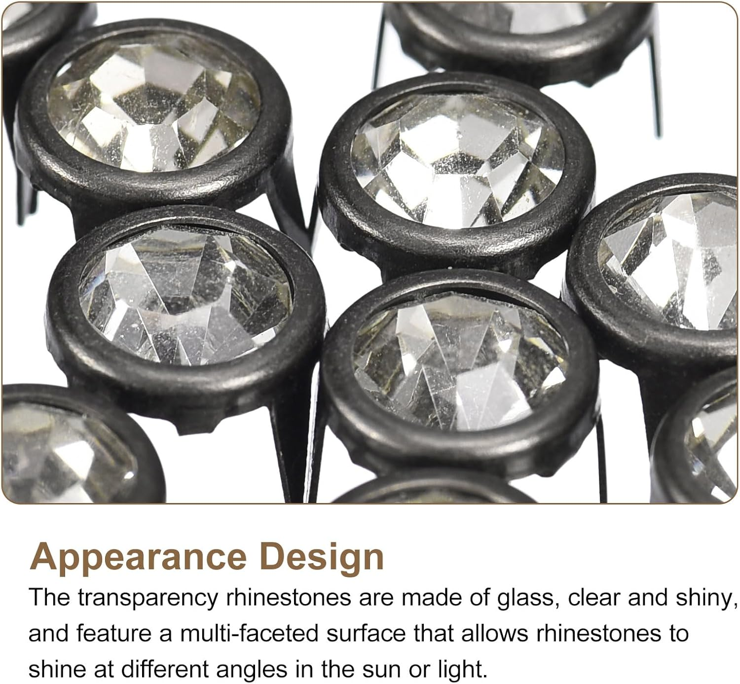 Sourcing Map 120Pcs Rhinestone Stud Refills, 7Mm/0.28" Rhinestone Claw Beads Nailhead, Rivets Metal Spikes Rivet Decorative for DIY Leather Craft Making Purse Clothing Shoes Belt, Black White image number 4