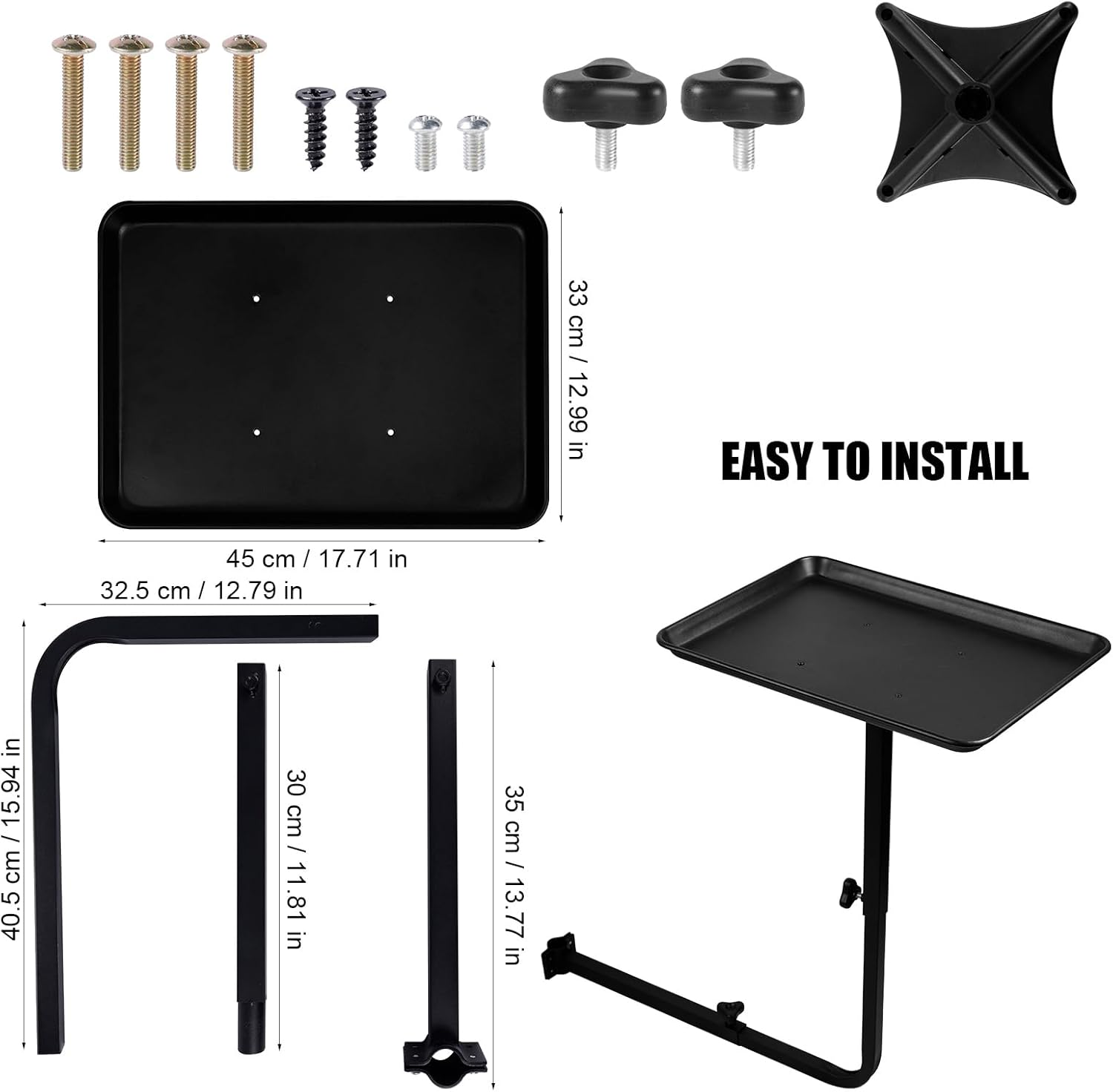 Salon Tray Attached to Chair, Adjustable Height Salon Holder, Barber Chairs Tray, Hair Stylist Attachment Storage Organizer for Hairdressing Tools Combs, Salon Tattoo Spa Equipment Accessories image number 4