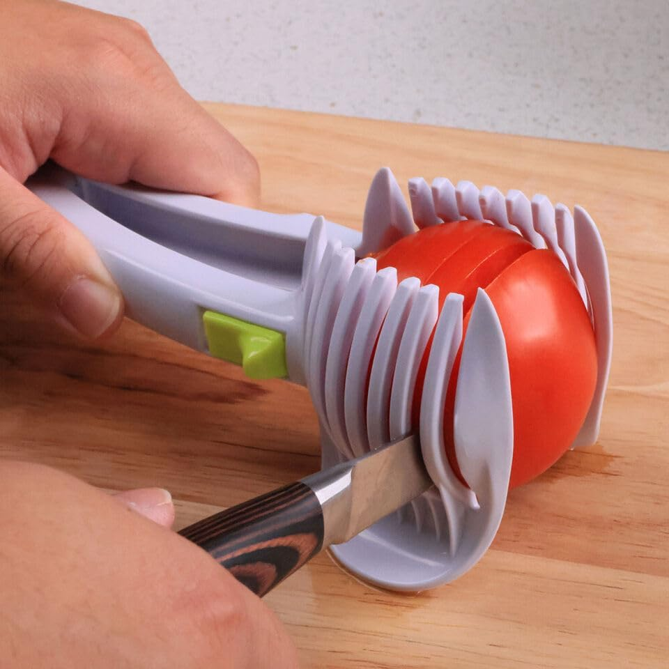 LEDON Slicing Buddy Fruit & Vegetable Cutting Tool Easy Handheld round Vegetable Cutter Tool for Onion, Kiwi & Citrus &ndash; Safe Grip Kitchen Cutting Aid Gadget for Uniform Slices
