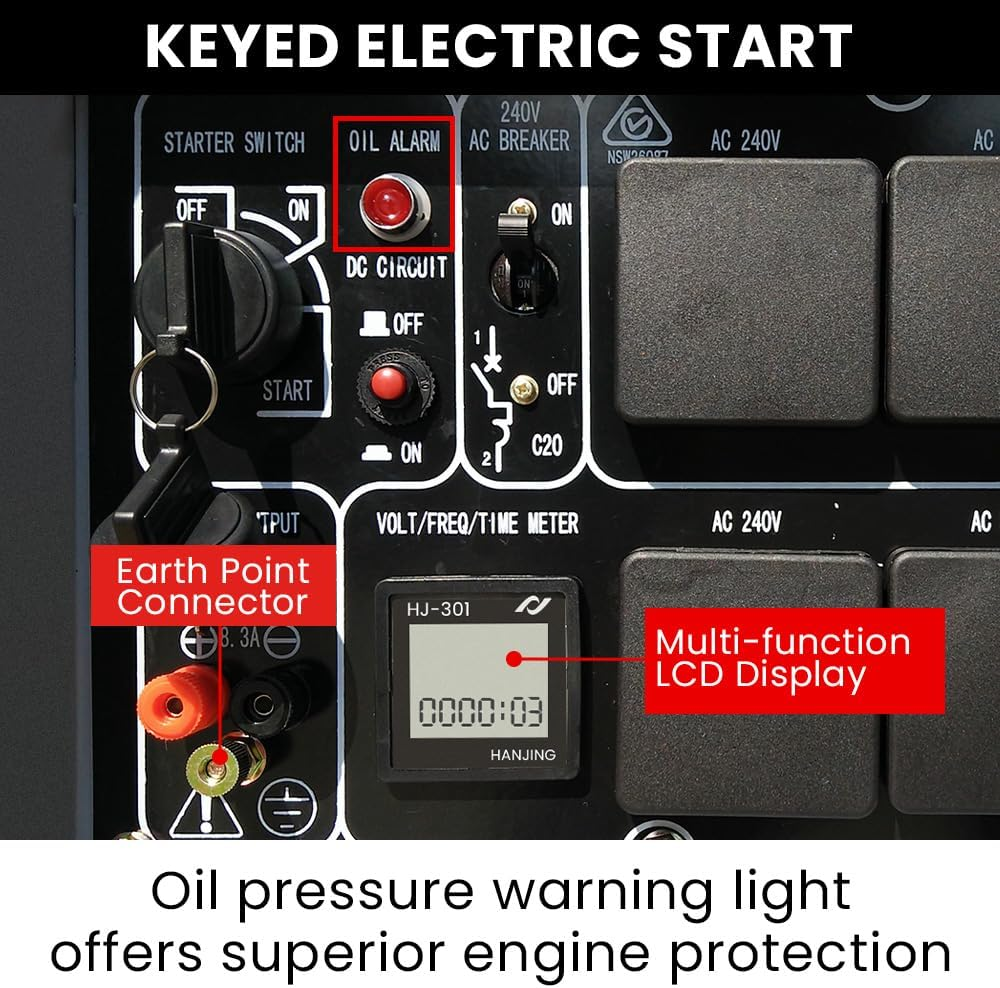 Genpower 8.4Kw Peak 6Kw Rated Commercial Diesel Generator, Electric Key Start, 6 X 15A, Single Phase image number 5