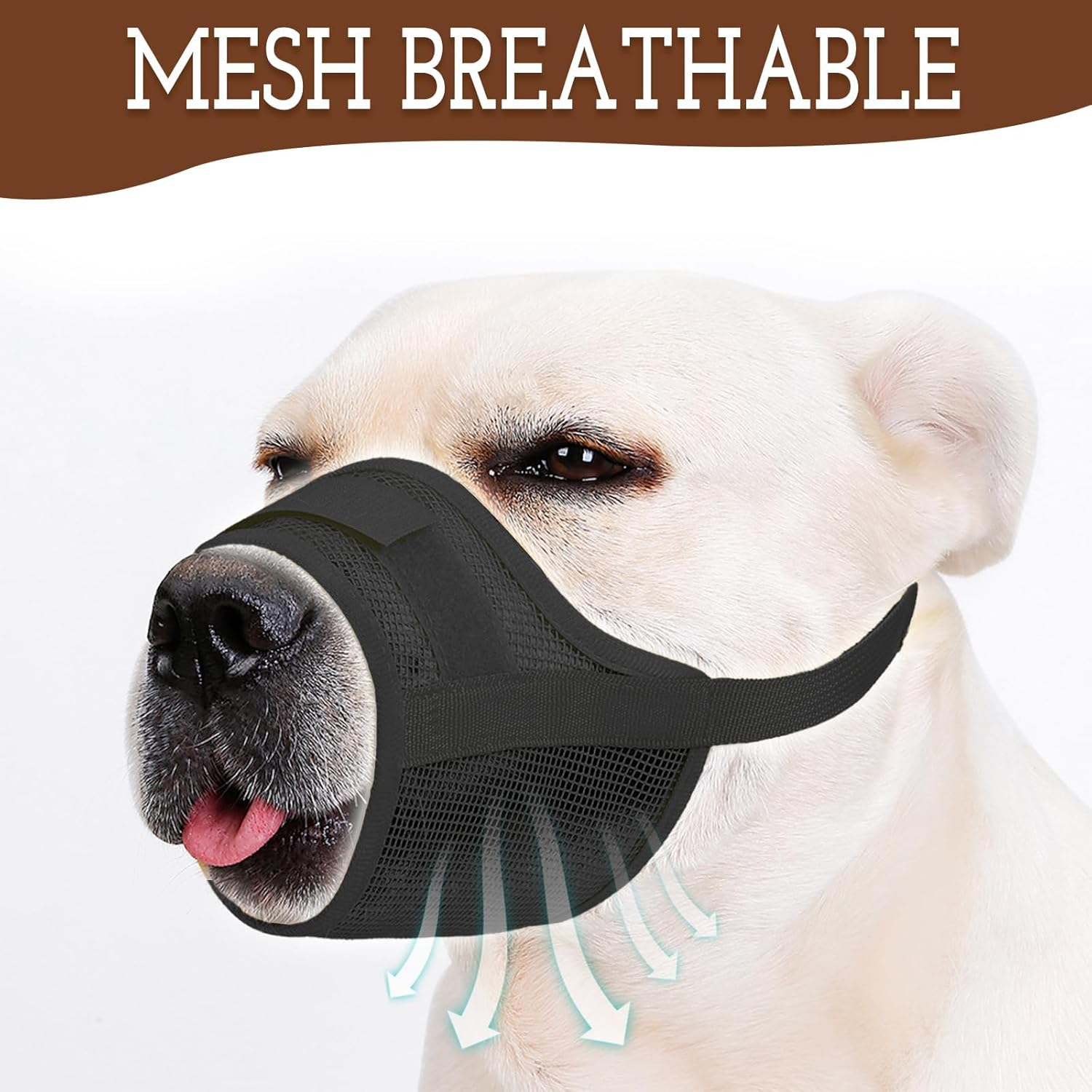 Byhoo Dog Muzzle Cover for Large Medium and Small Dogs Comfortable & Adjustable with Ultra-Breathable Soft Mesh Prevent Biting Barking and Chewing (Fits Mouth Size 7.09-9.45 Inches) image number 4
