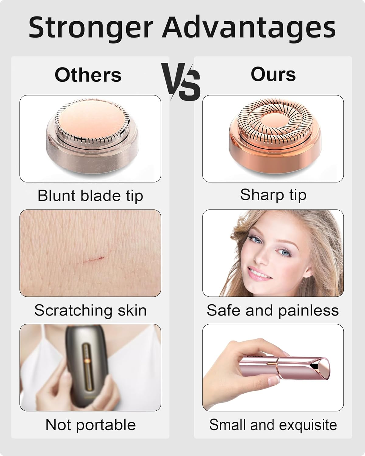 Facial Hair Removal for Women, 360&deg; Floating 2X Powerful Painless Facial Hair Remover, Lipstick-Sized, USB Rechargeable, Face Razors Shaver for Women Upper Lip,Chin,Peach Fuzz,Mustache (Pink) image number 6