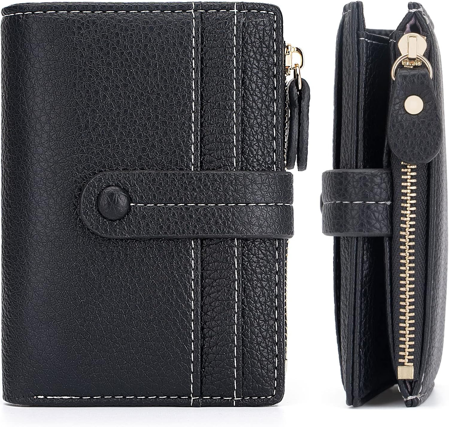 HKCLUF Small Wallets for Women,Zipper Leather Wallet Ladies Small Compact Bifold Credit Card Holder Coin Purse with ID Window, B4-Green, Small Wallet, Minimalist