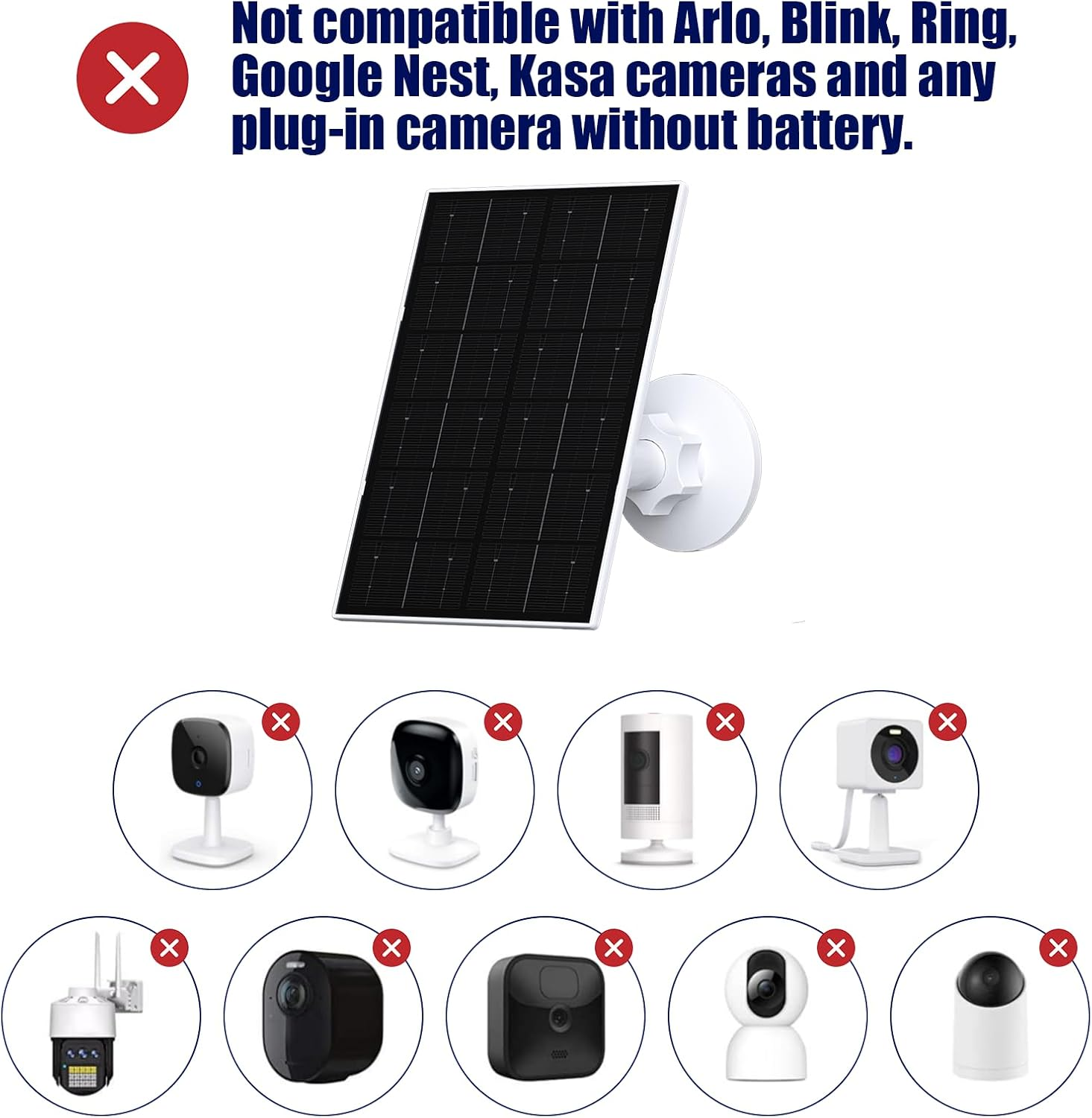 VUEBEE 7W Solar Panel for Eufycam, USB Solar Panel with USB-C Port, IP65 Waterproof, 360&deg; Adjustable Bracket, White, Classic