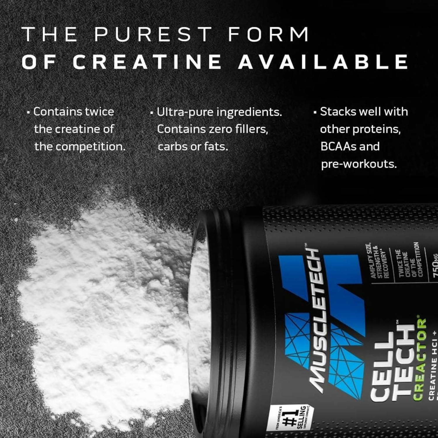 Muscletech Creactor, Max Potency Creatine Powder, Micronized Creatine and Creatine Hcl, Fruit Punch Extreme, 120 Servings (269G) image number 5
