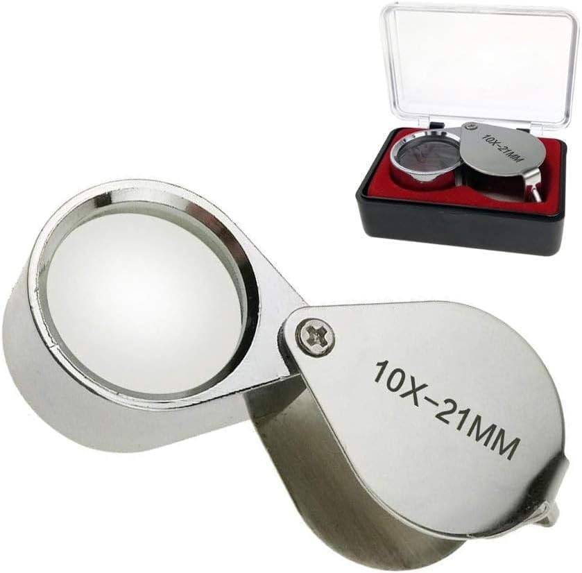 10 Times Metal Jewelry Magnifying Glass Tool Eye Foldable Magnifying Glass Triple Glass Magnifier(10X21Mm) image number 3