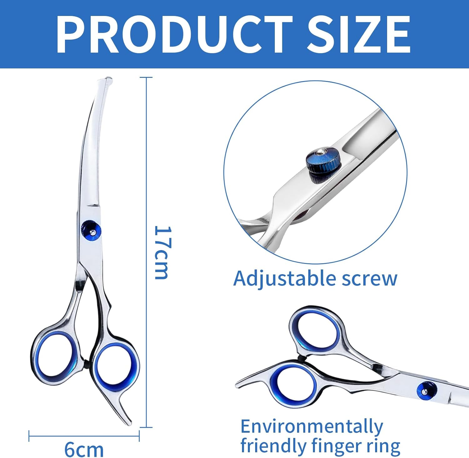 Lithyc Dog Scissors, Pet Grooming Scissors, Curved Dog Scissors, Cat Grooming Scissors, Professional round Grooming Scissors, Pet Care Tools Made of Stainless Steel