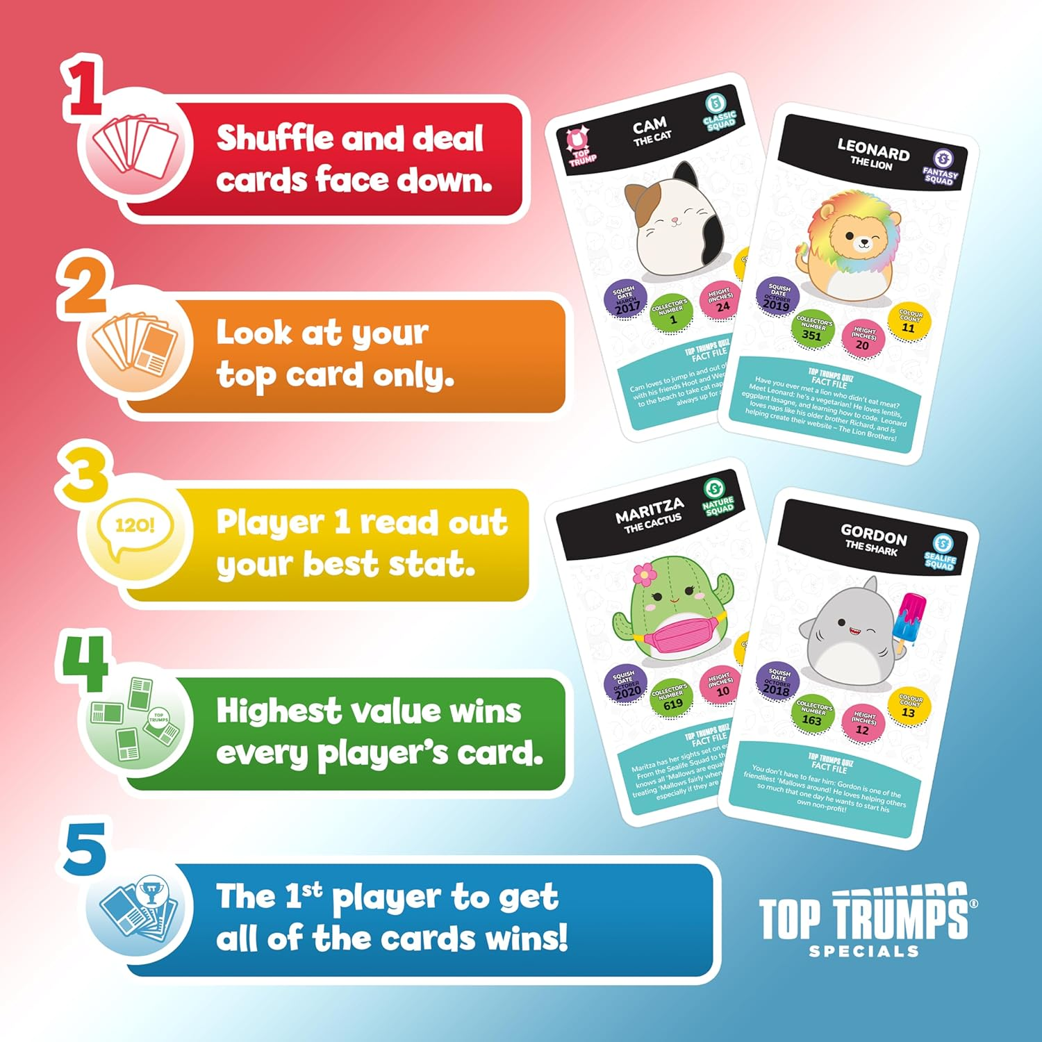 Top Trumps: Squishmallows Card Game - Battle It Out with Your Friends and Family Using 30 of the Squishiest Squad Members Around
