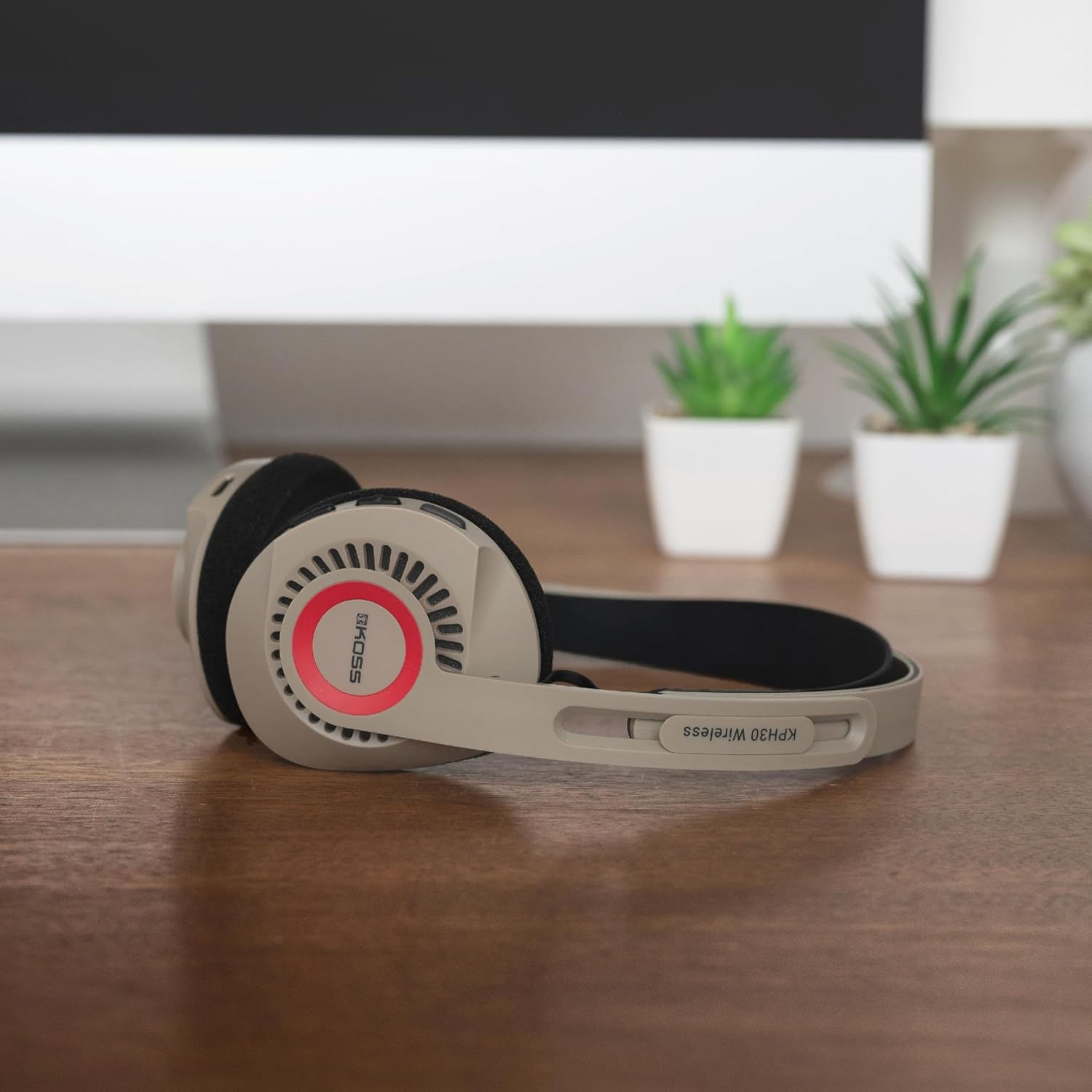 Koss KPH30 Wireless Bluetooth On-Ear Headphones, Retro Style, 20+ Hour Battery Life, USB-C Charging, Microphone, Rhythm Beige image number 1