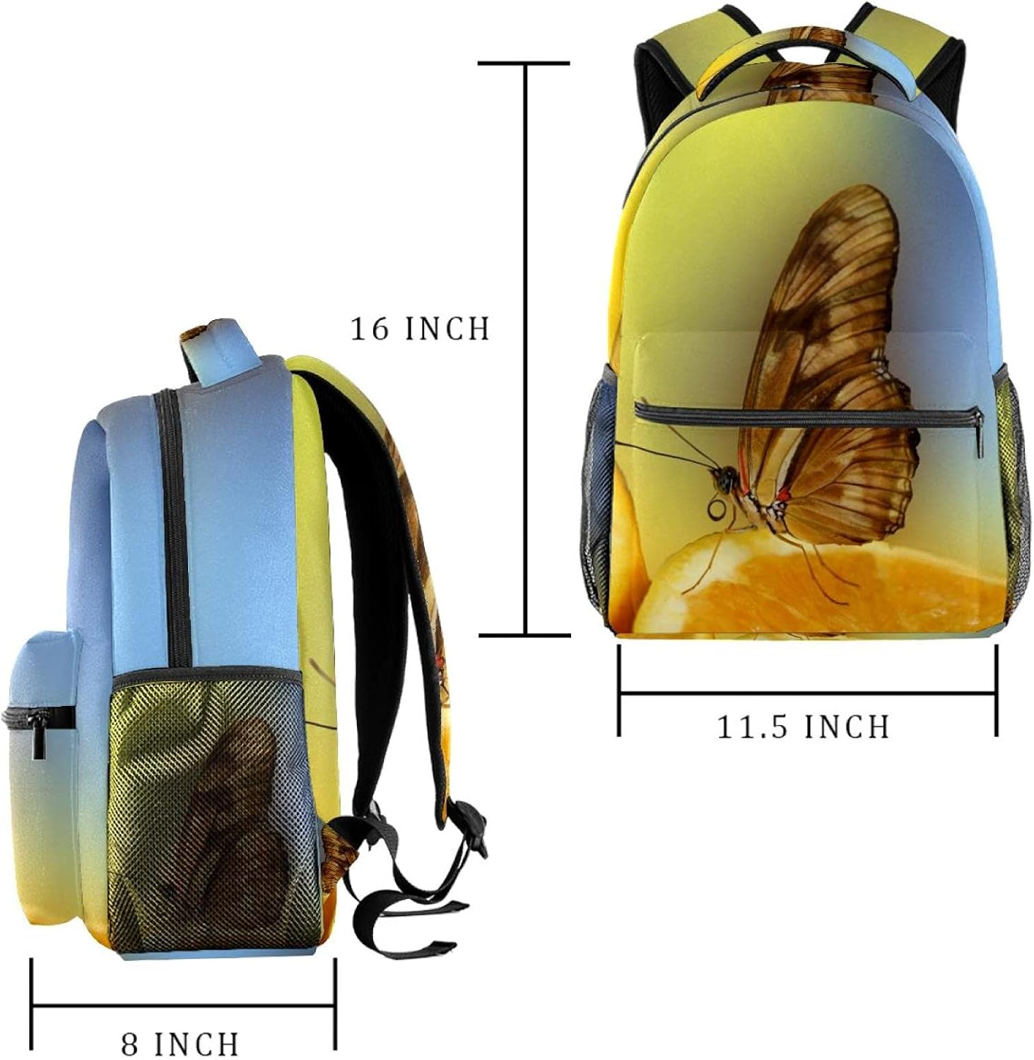 Insect Nature Butterfly Backpack Students Shoulder Bags Travel Bag College School Tote Backpacks image number 2