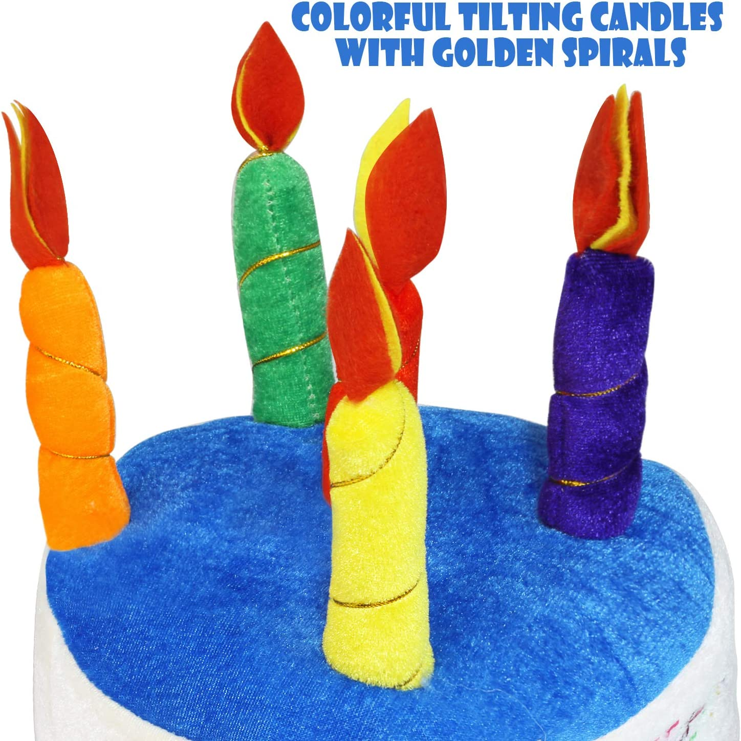 Plush Birthday Cake Hat with Tilted Candles, Unisex Adult Party Headwear, Fancy Dress Party Hats for Festive Events, Costume Accessories