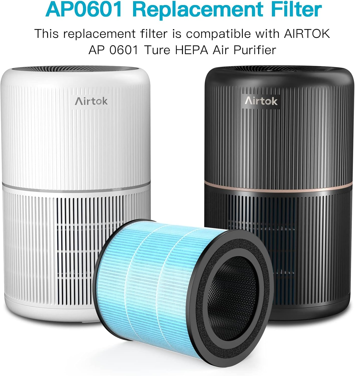 AIRTOK Air Purifier AP 0601 Replacement Filters 2-Pack, H13 True HEPA Filter, Activated Carbon Filter and More,2022 Upgrade image number 1