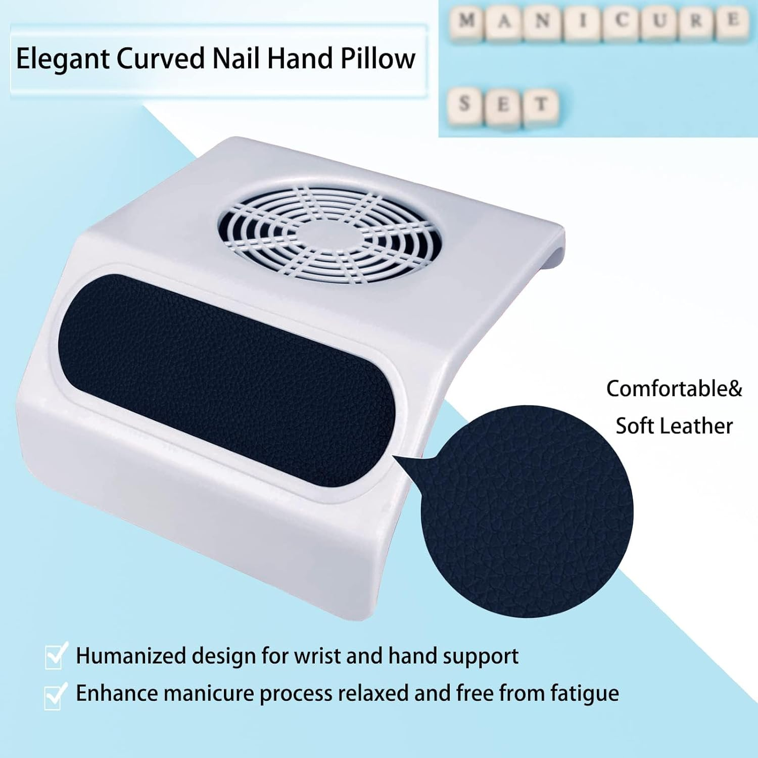 40W Portable Nail Dust Collector, Professional Manicure Vacuum Cleaner with 2 Reusable Dust Bags for Nail Salon & Home Use (White) image number 4