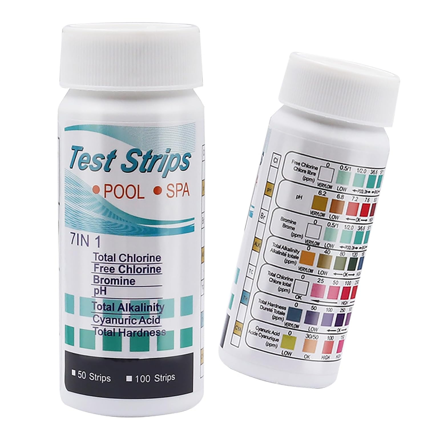 JUMXSRLE Pool and Spa Test Strips, 7 in 1 Quick Accurate Swimming, 100 Pool Test Kit - Hot Tub Test Strips & Pool Water Testing Strips for Ph Chlorine Bromine Hardness Alkalinity Cyanuric Acid image number 6
