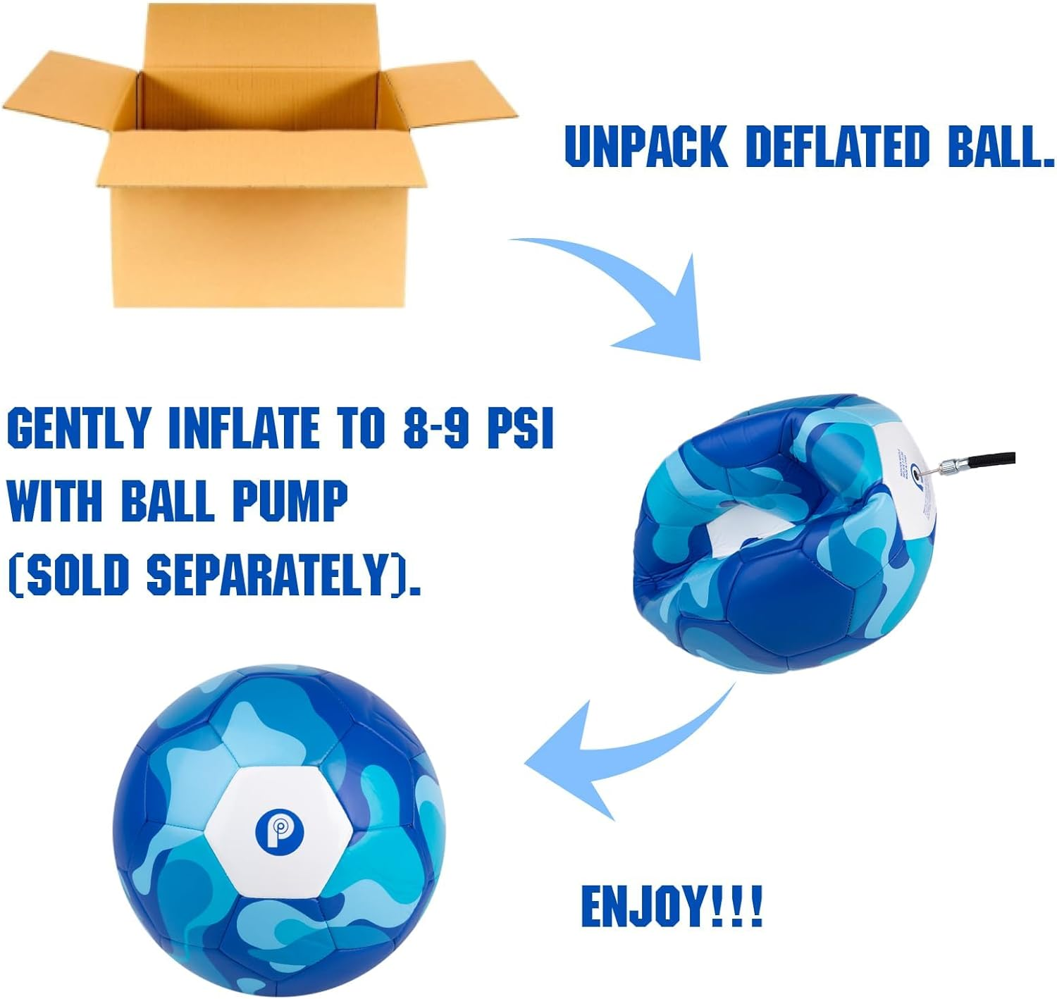 Size 5 Soccer Ball, Tri-Color Soccer Ball for Youth and Adult, Girls Boys Soccer Balls for Indoor Outdoor Sports Match Training Practice image number 4